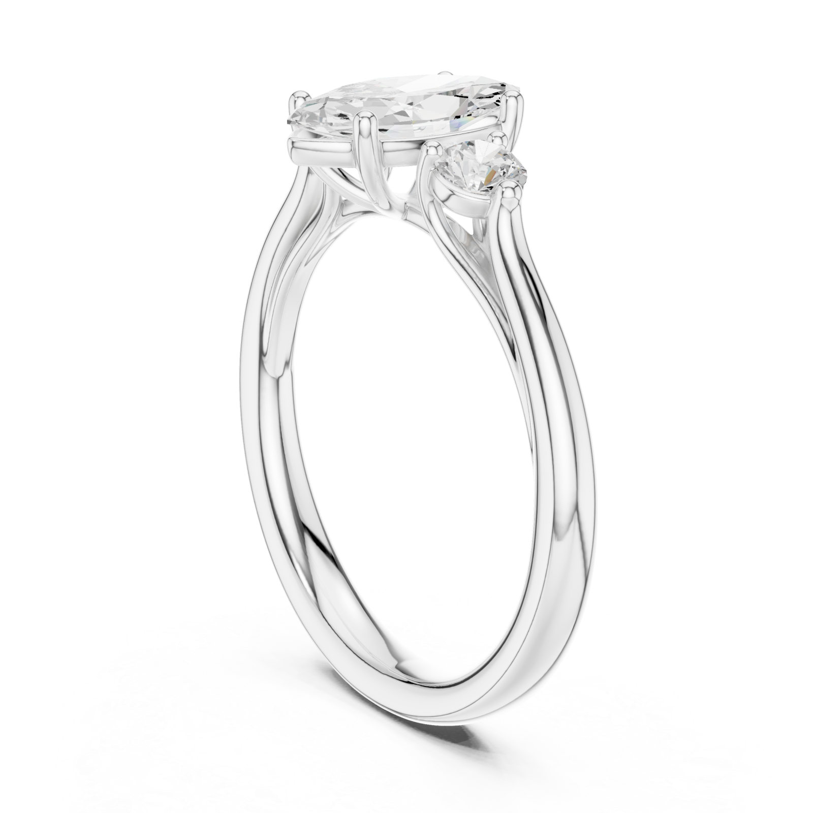 White Gold Lustrous Marquise Accents Ring Left View