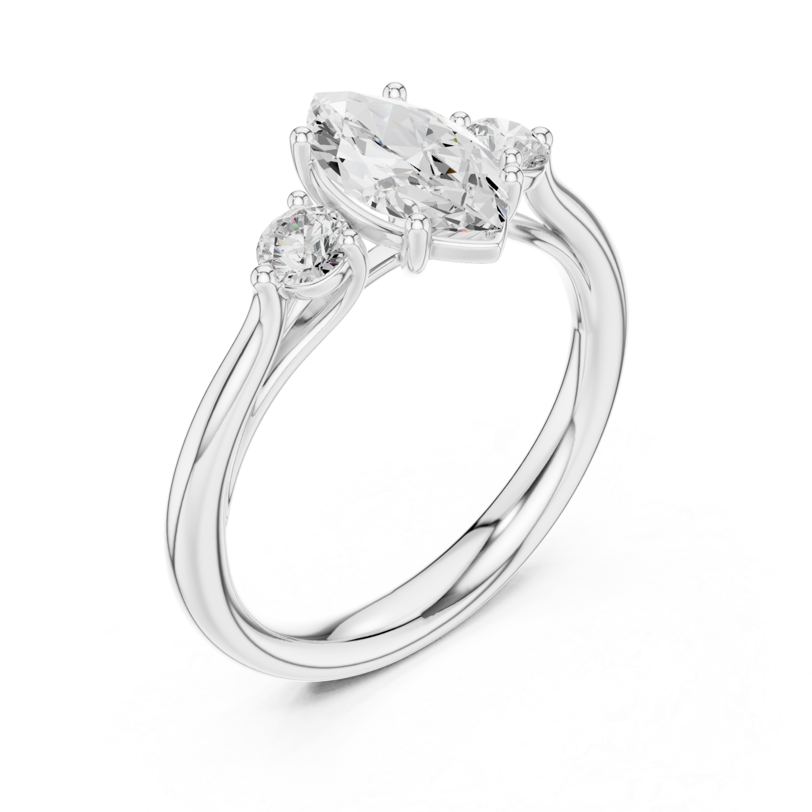  White Gold Lustrous Marquise Accents Ring Right View