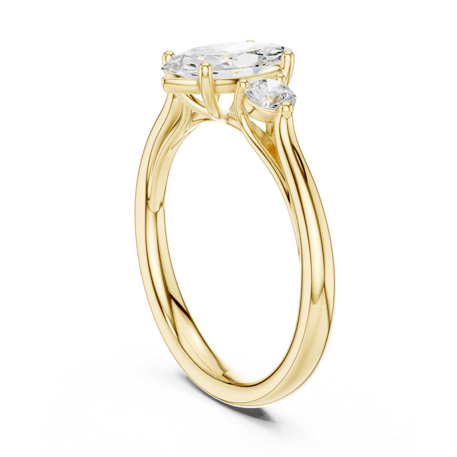  Gold Lustrous Marquise Accents Ring Left View