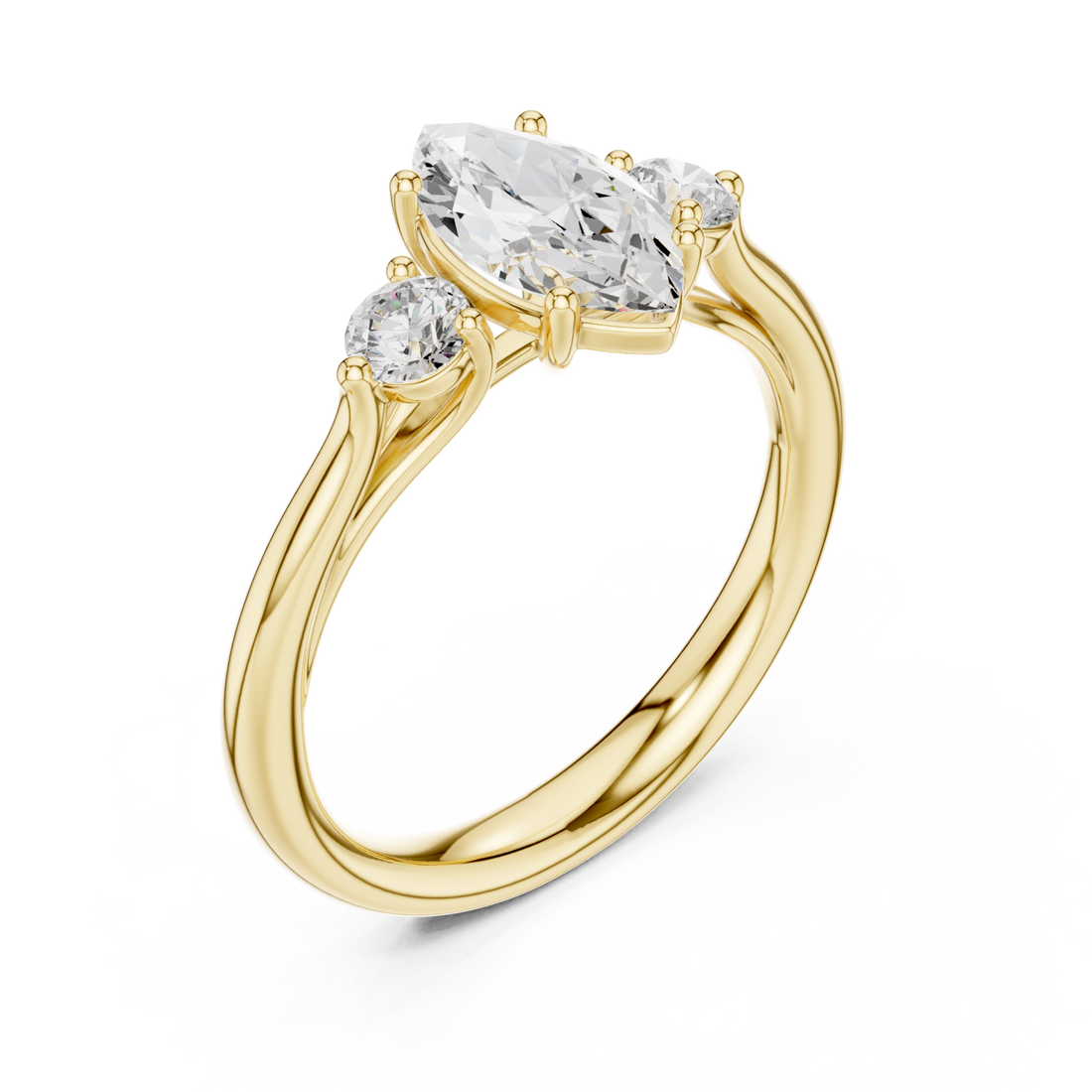 Gold Lustrous Marquise Accents Ring Right View