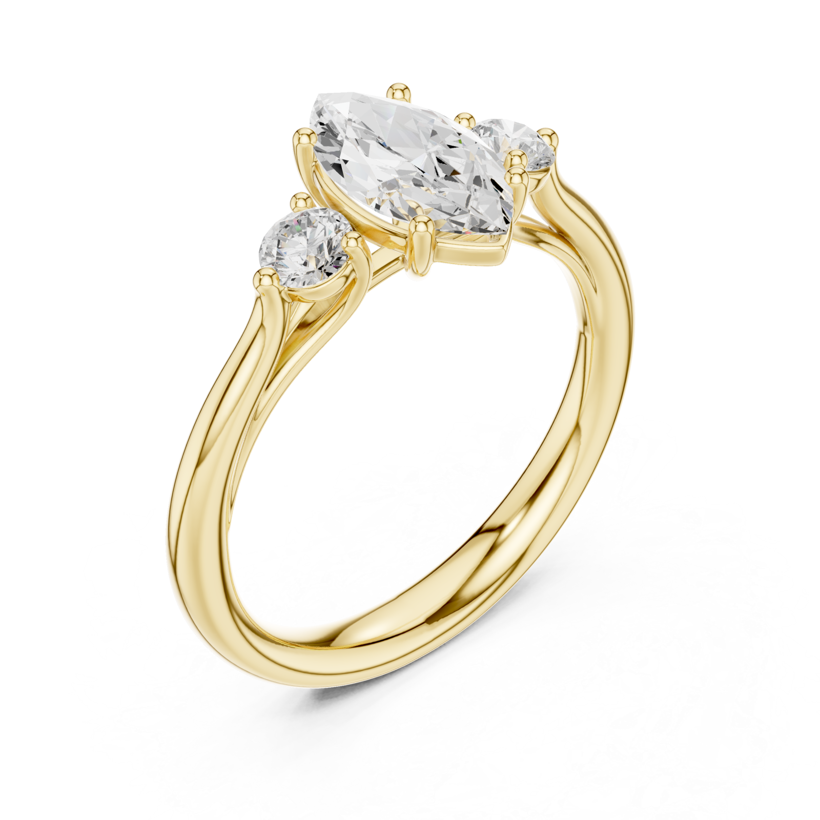 Gold Lustrous Marquise Accents Ring Right View