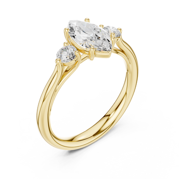 Gold Lustrous Marquise Accents Ring Right View
