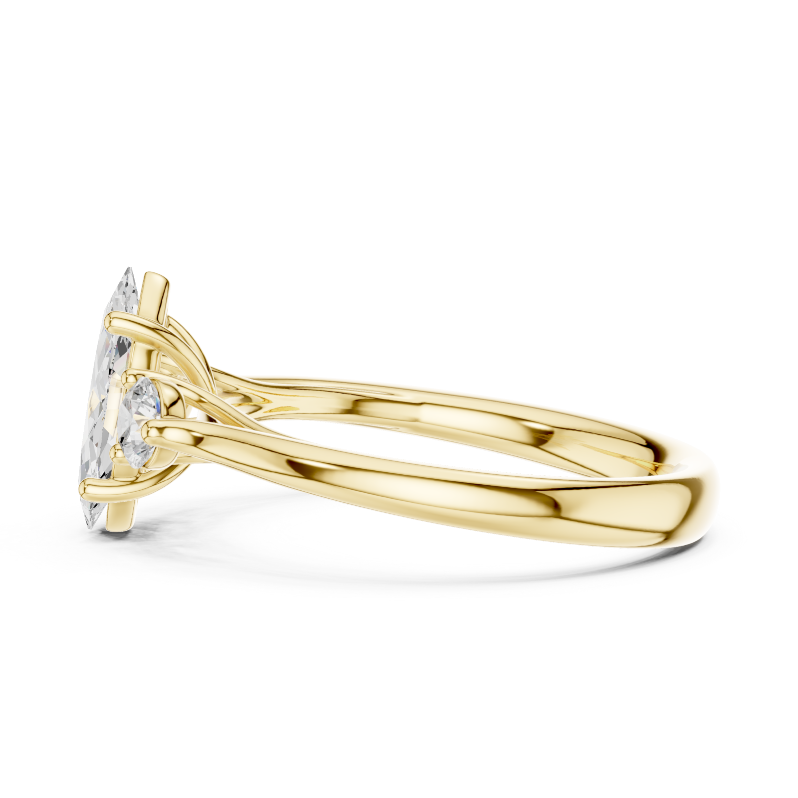  Gold Lustrous Marquise Accents Ring Side View