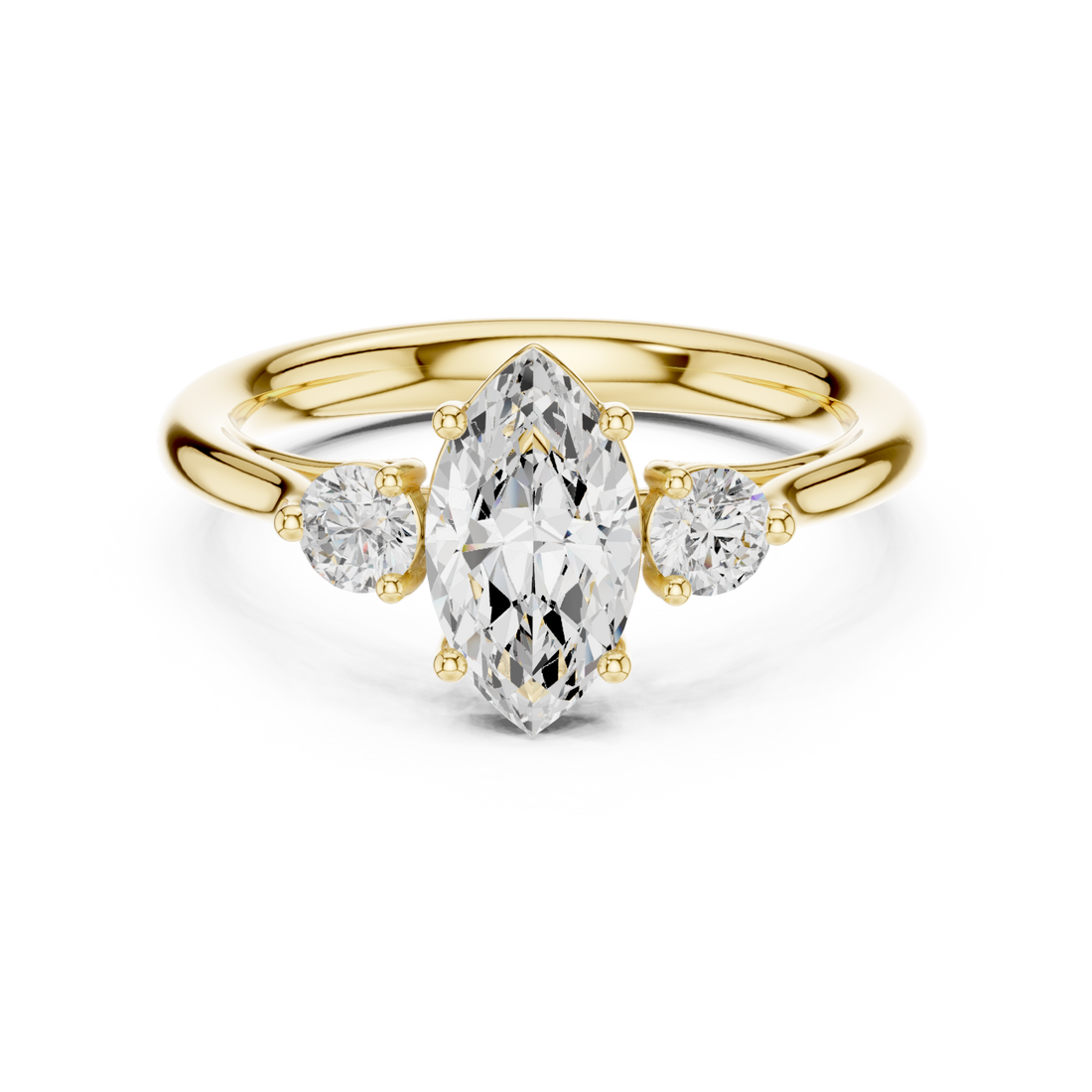 Gold Lustrous Marquise Accents Ring Right View