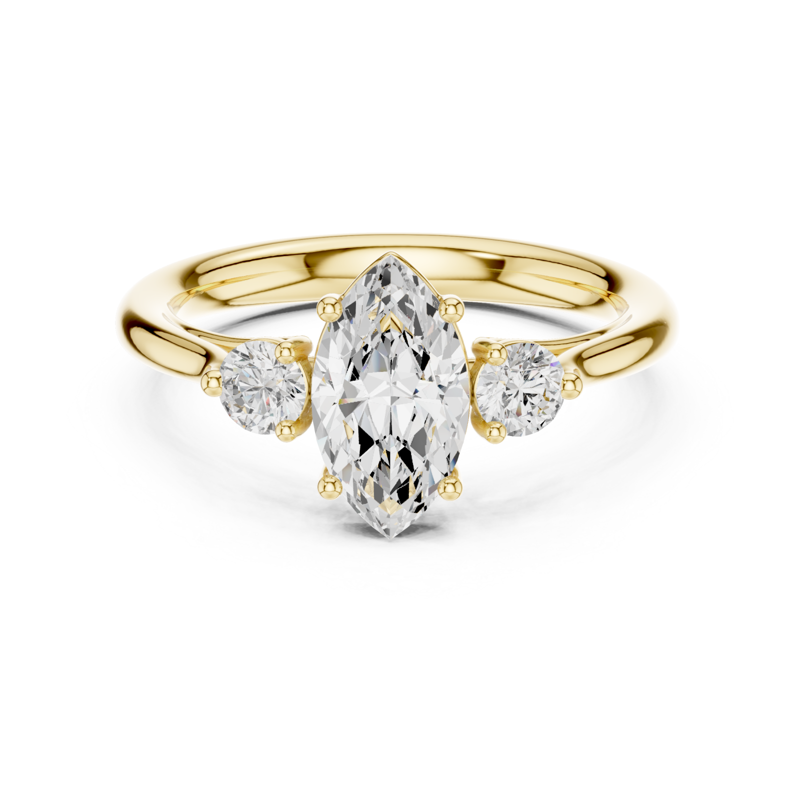  Gold Lustrous Marquise Accents Ring Front View