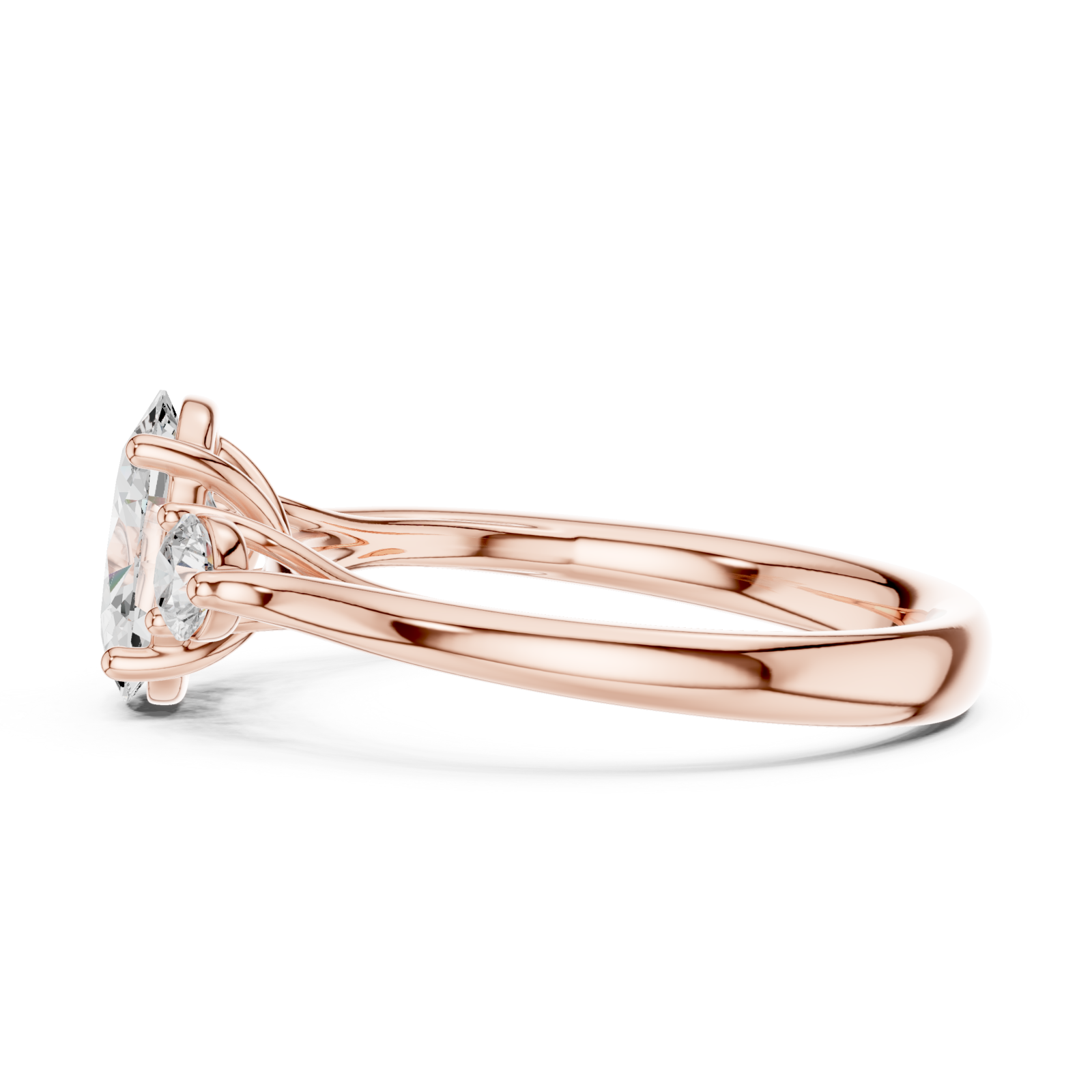  Rose Gold Everlight Oval Trio Ring Side View