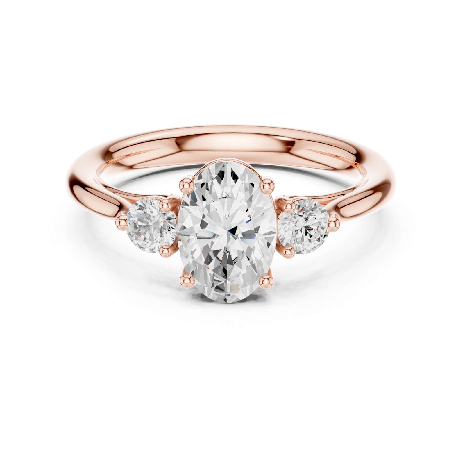  Rose Gold Everlight Oval Trio Ring Front View