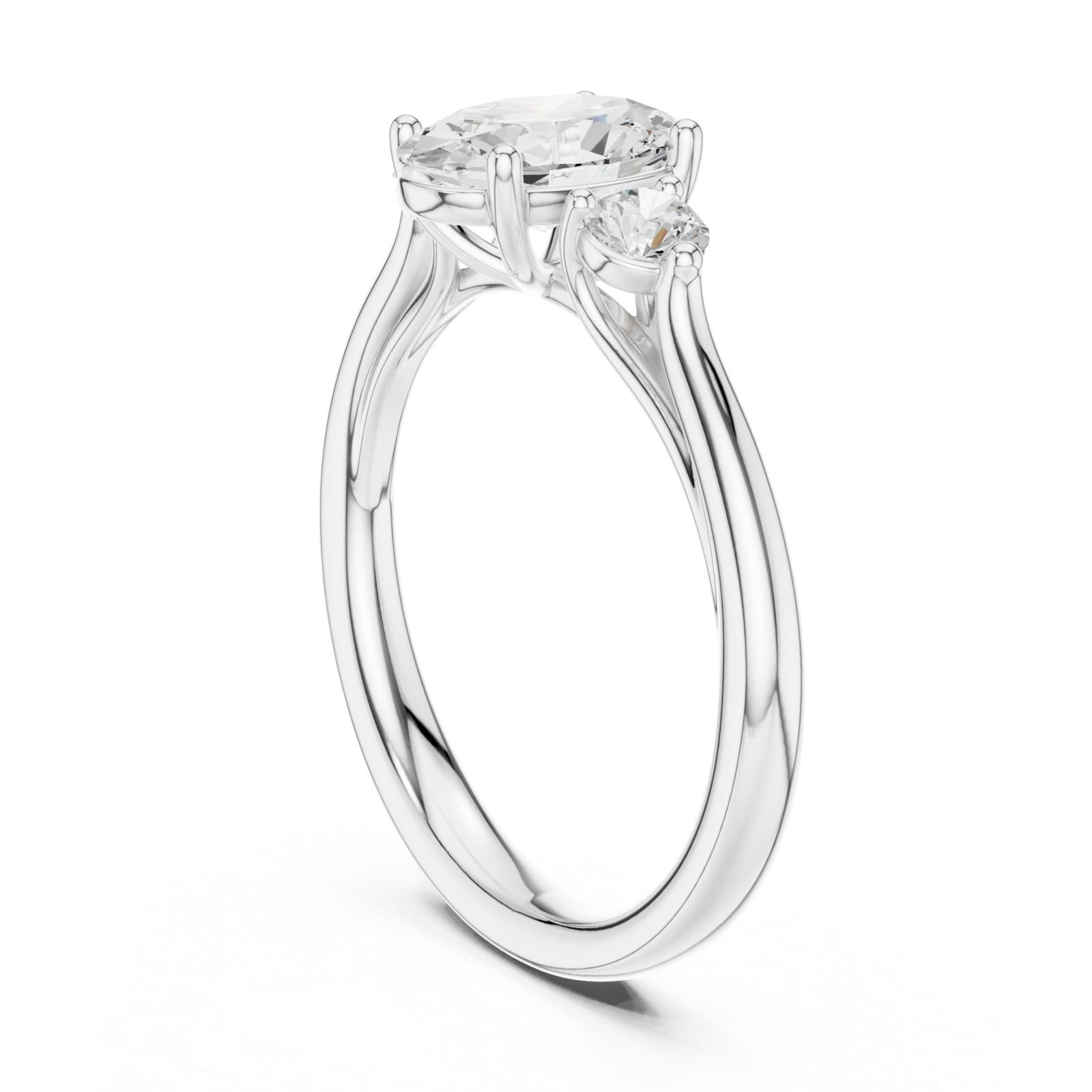  White Gold Everlight Oval Trio Ring Left View
