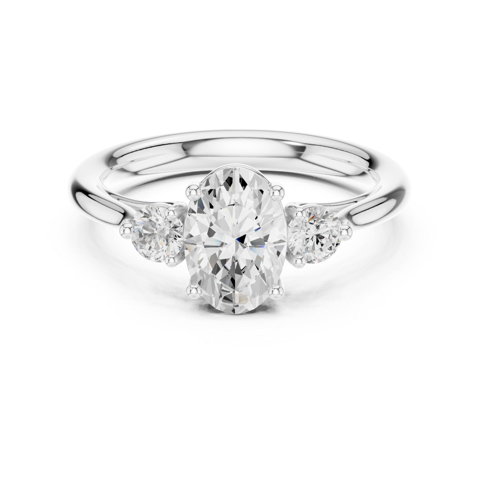  White Gold Everlight Oval Trio Ring Front View