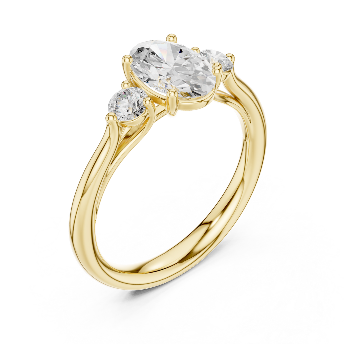 Gold Everlight Oval Trio Ring Right View