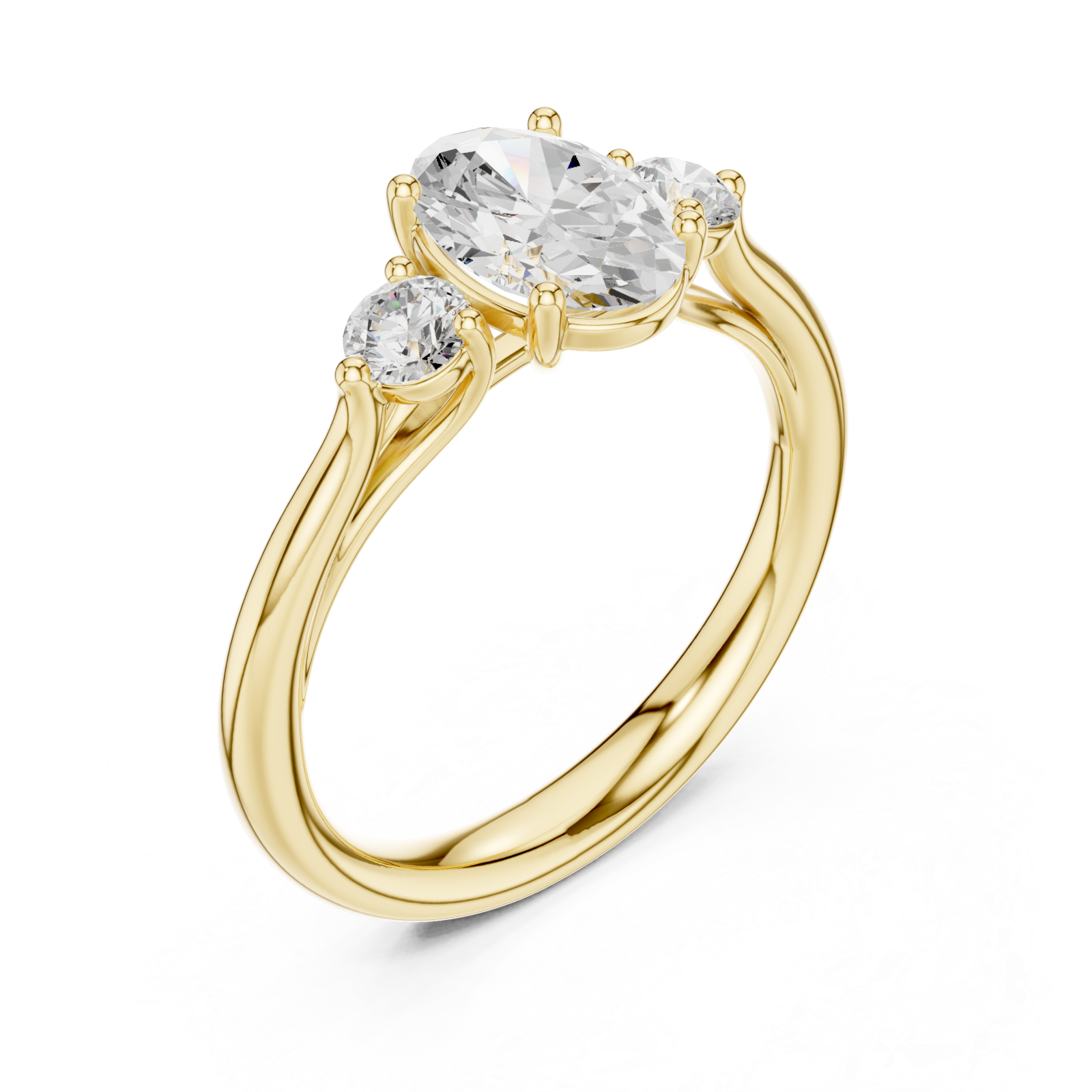 Gold Everlight Oval Trio Ring Right View