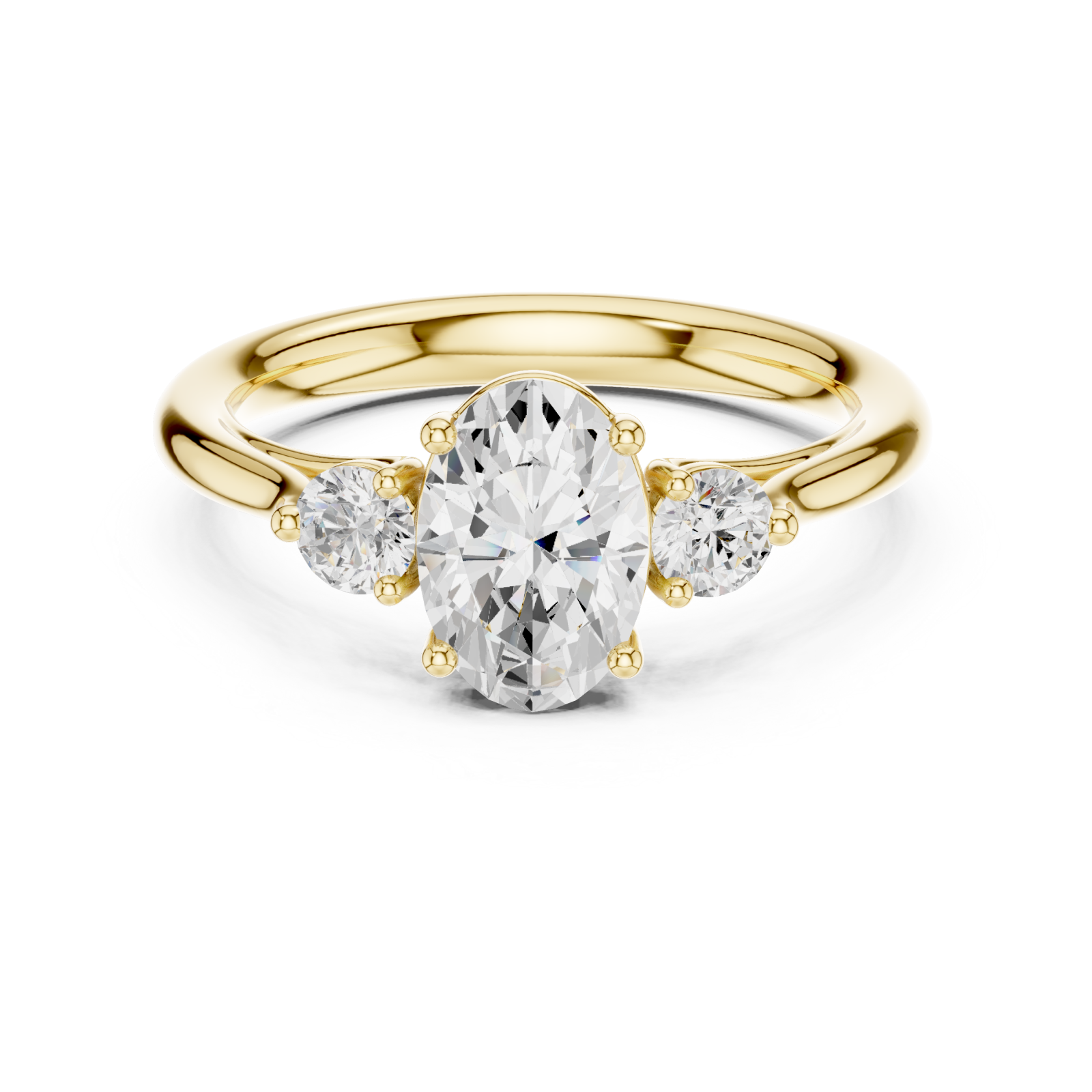  Gold Everlight Oval Trio Ring Front View