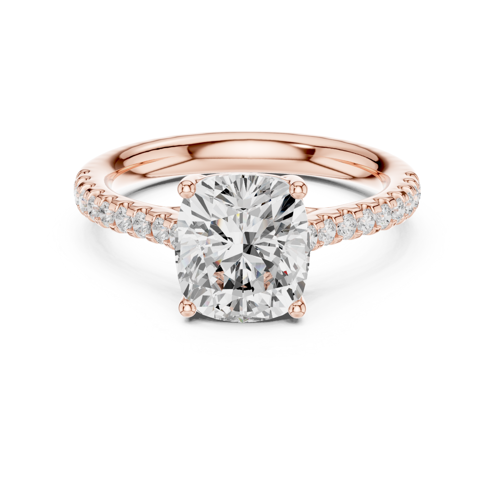  Rose Gold Promise Halo Band Ring Front View