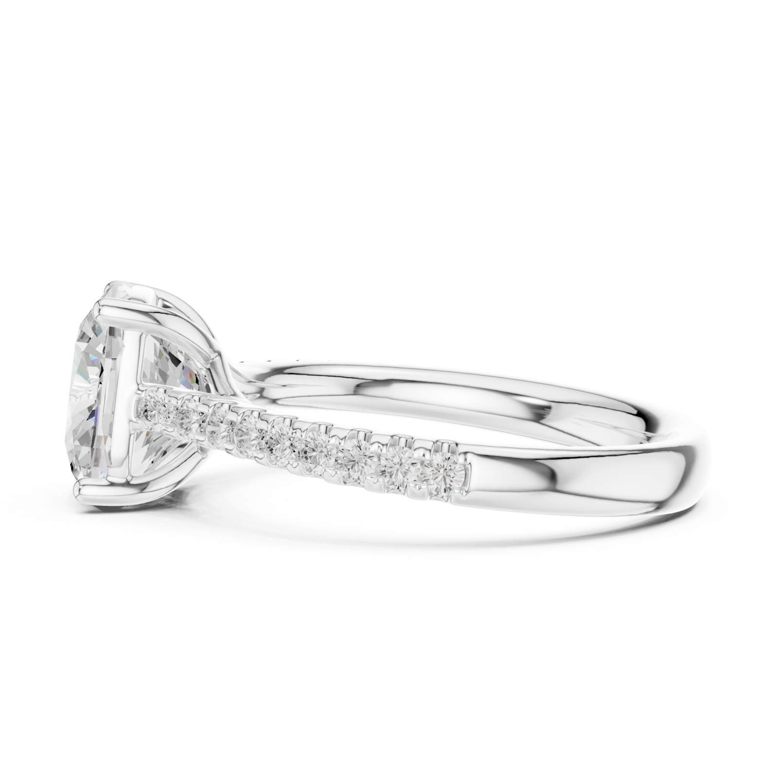  White Gold Promise Halo Band Ring Side View