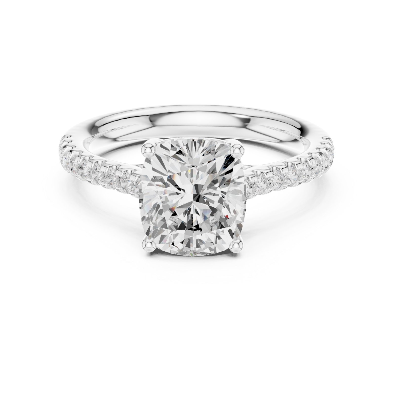  White Gold Promise Halo Band Ring Front View