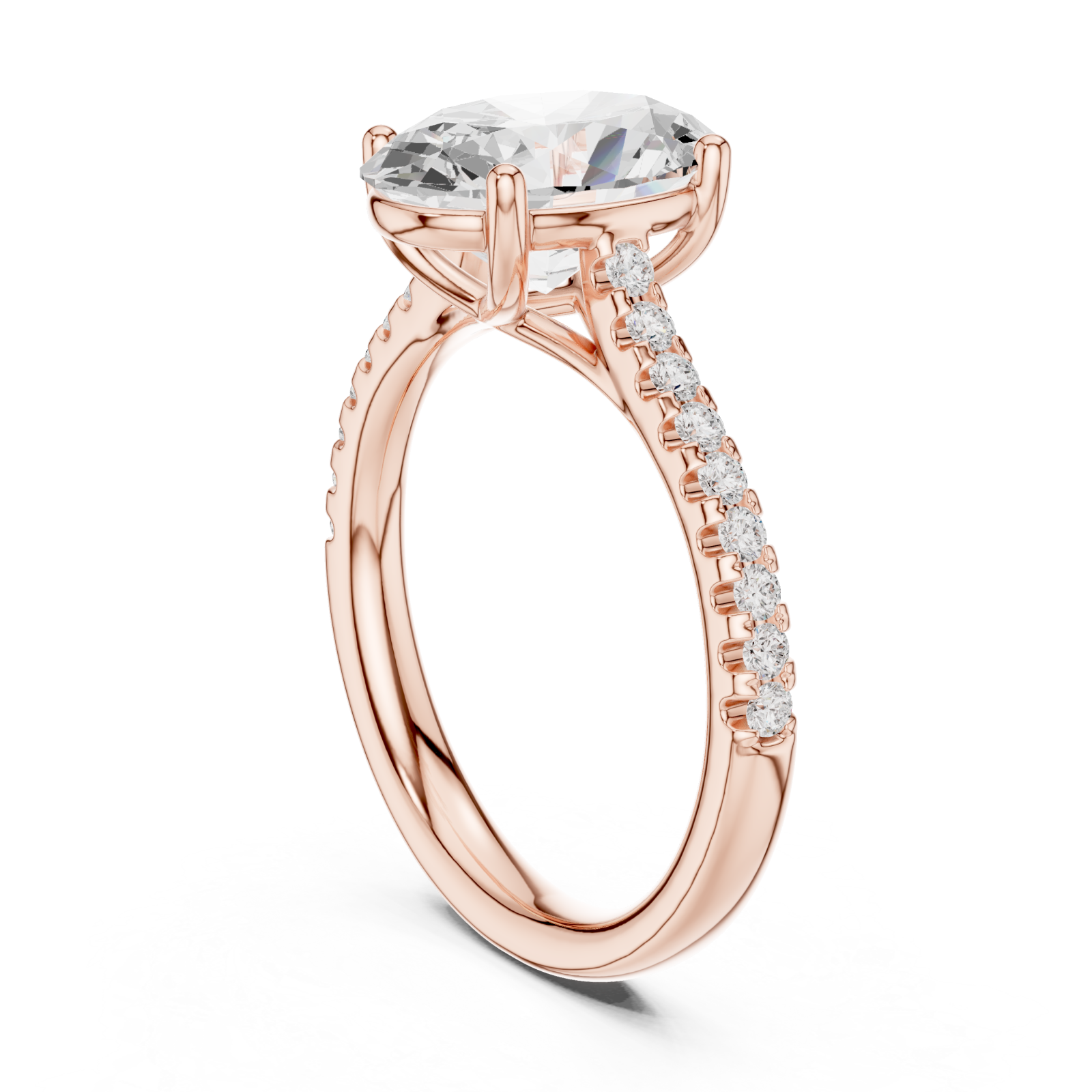  Rose Gold Regal Oval Centerpiece Classic Ring Left View
