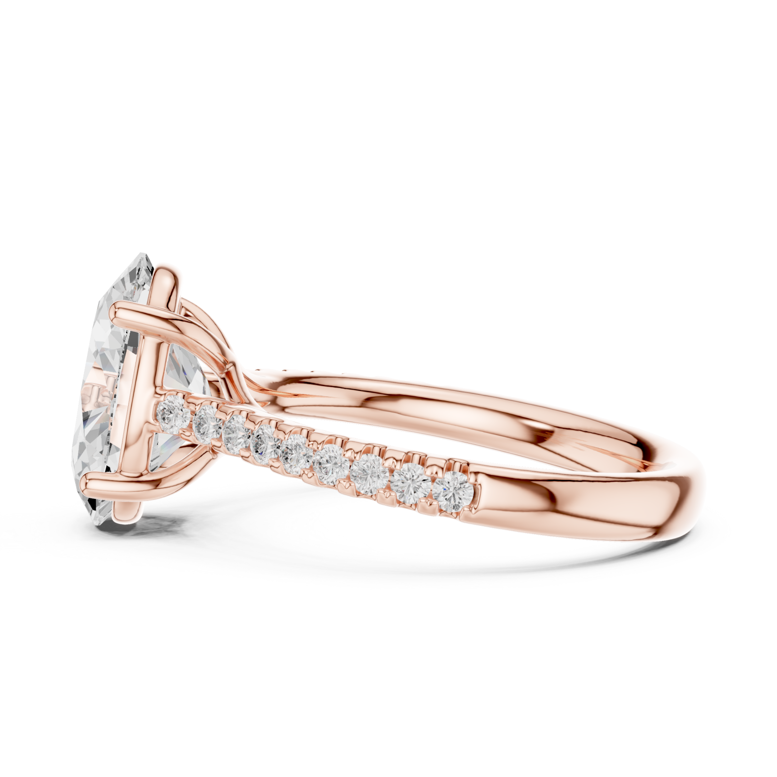  Rose Gold Regal Oval Centerpiece Classic Ring Side View