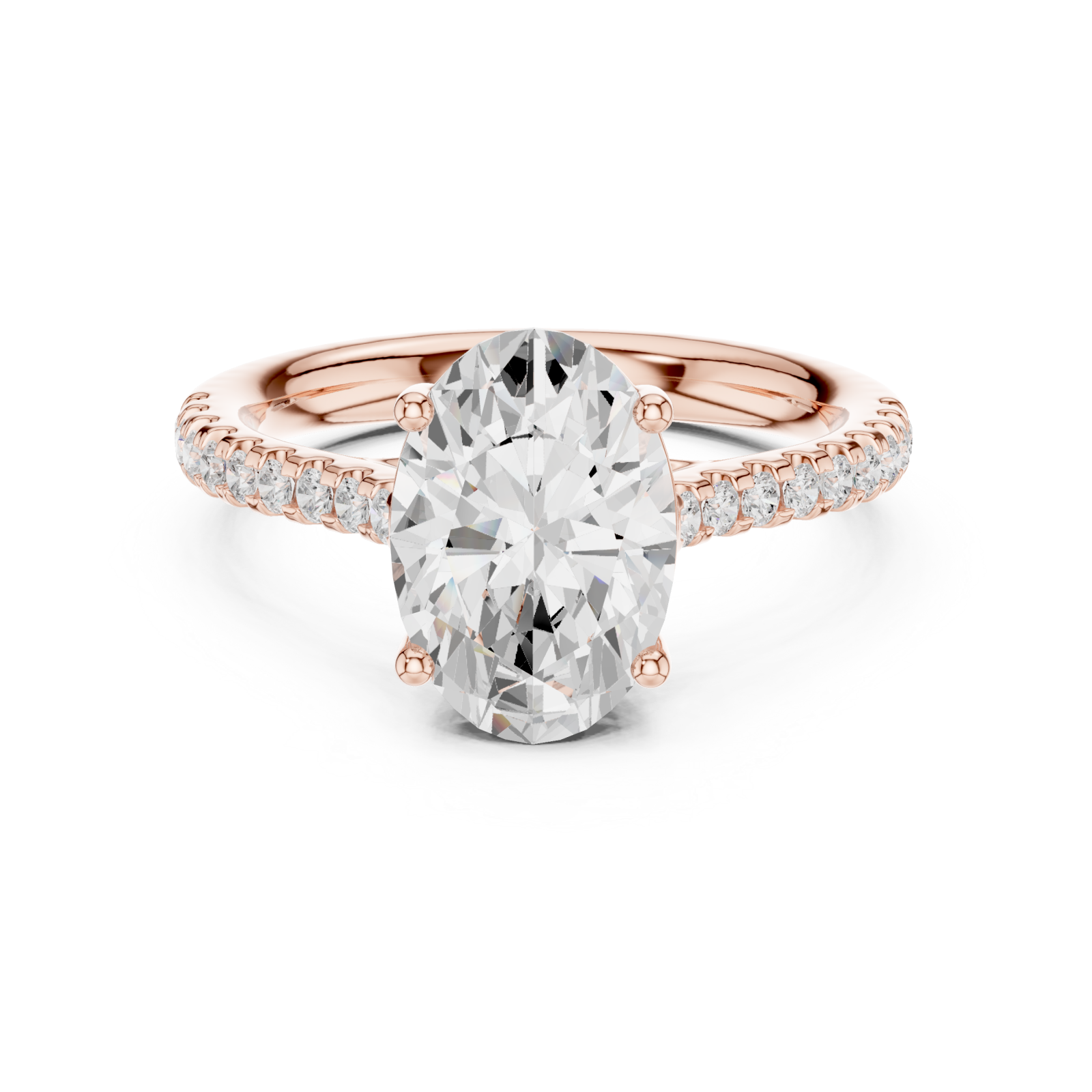  Rose Gold Regal Oval Centerpiece Classic Ring Front View
