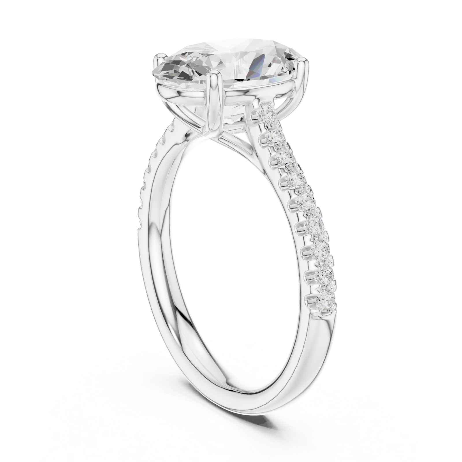  White Gold Regal Oval Centerpiece Classic Ring Left View