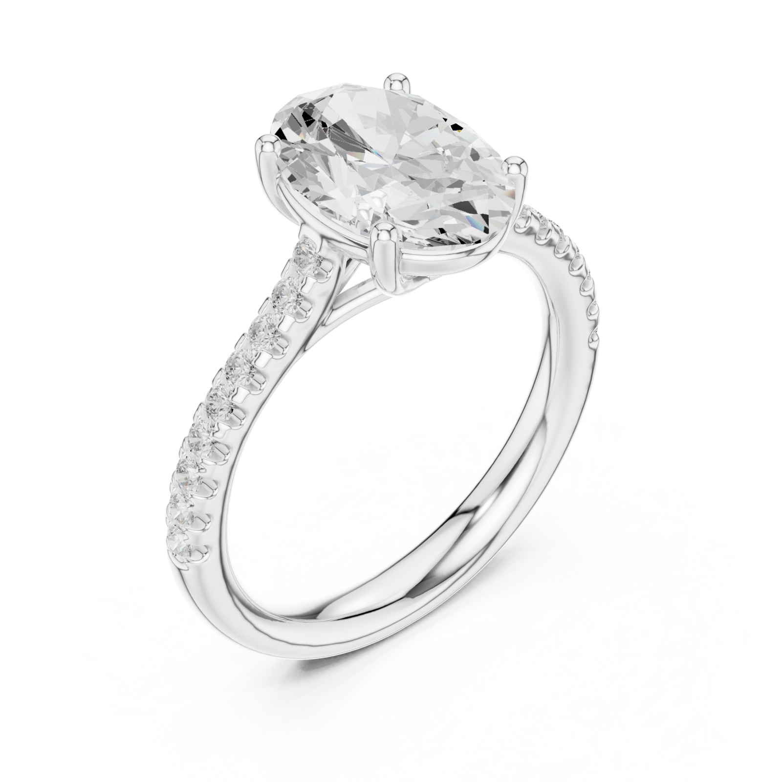  White Gold Regal Oval Centerpiece Classic Ring Right View