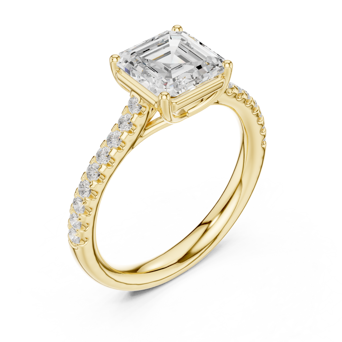 Gold Radiant Cascade Halo Ring Right View