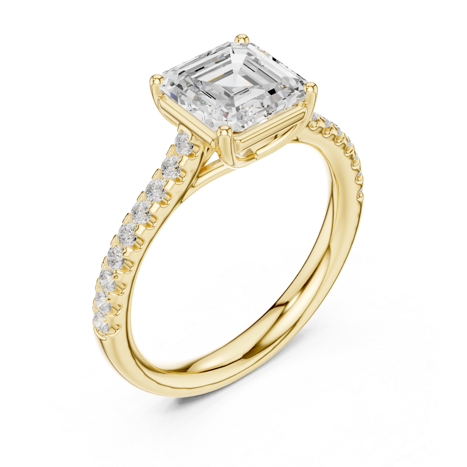 Gold Radiant Cascade Halo Ring Right View