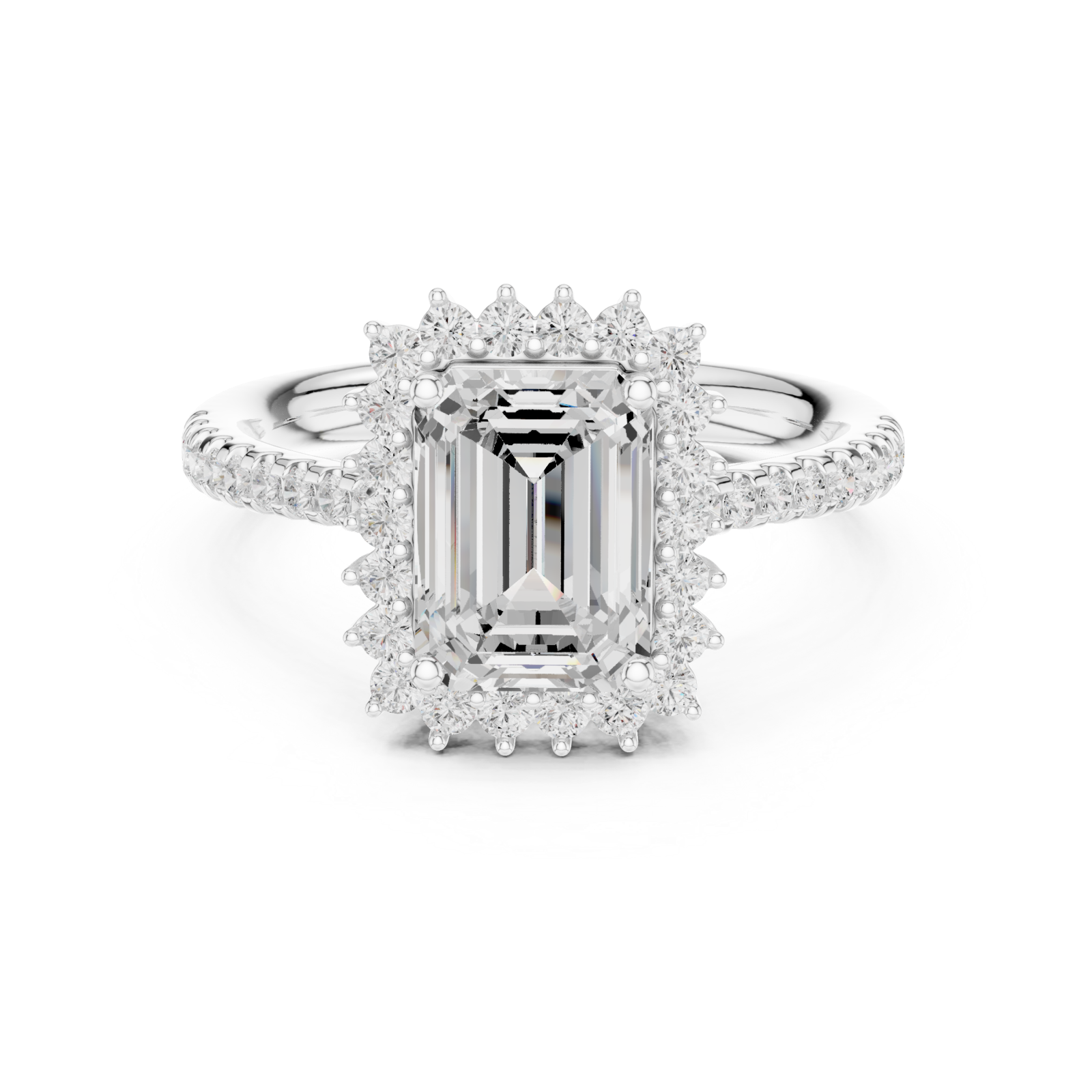  White Gold Lustrous Harmony Halo Ring Front View