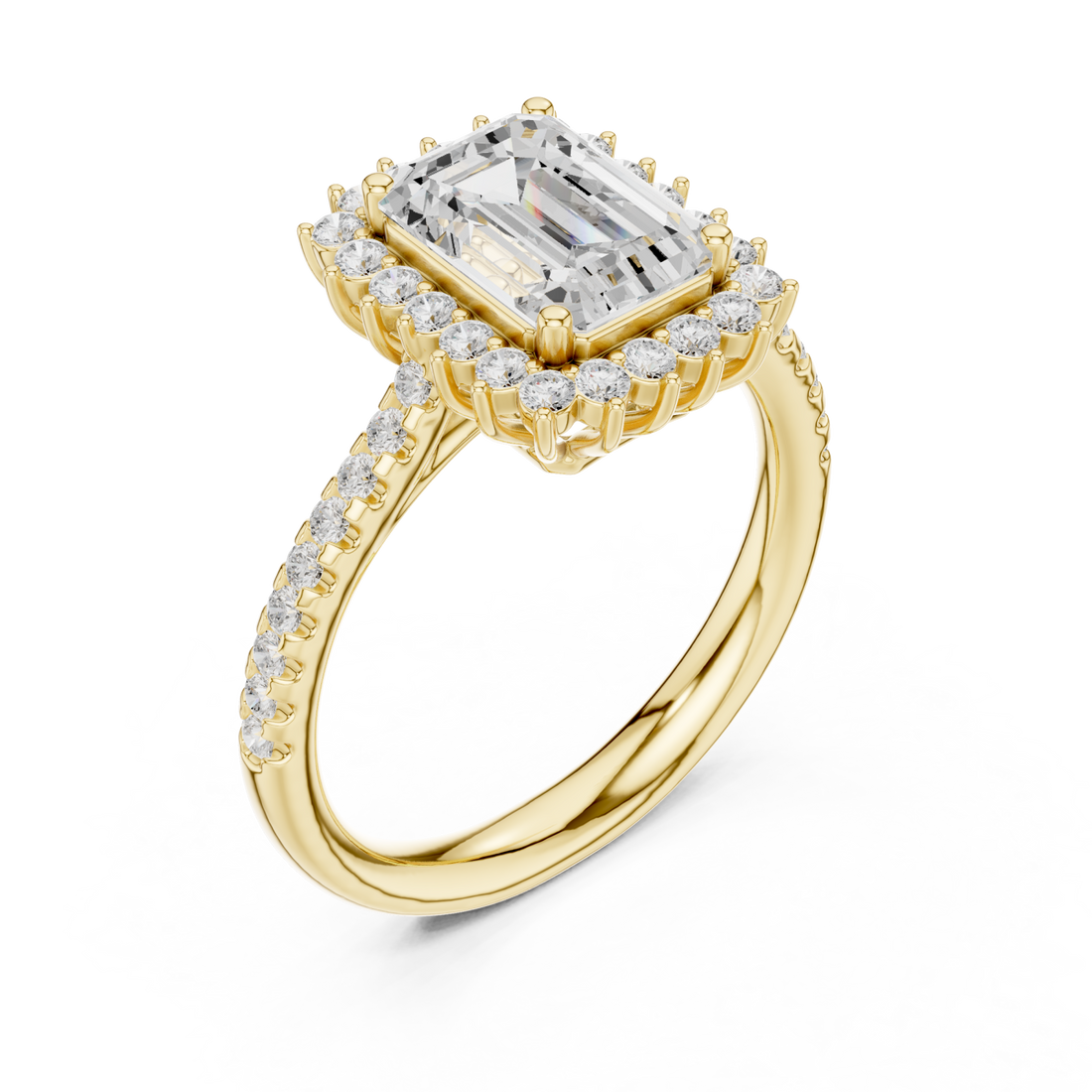 Gold Lustrous Harmony Halo Ring Right View
