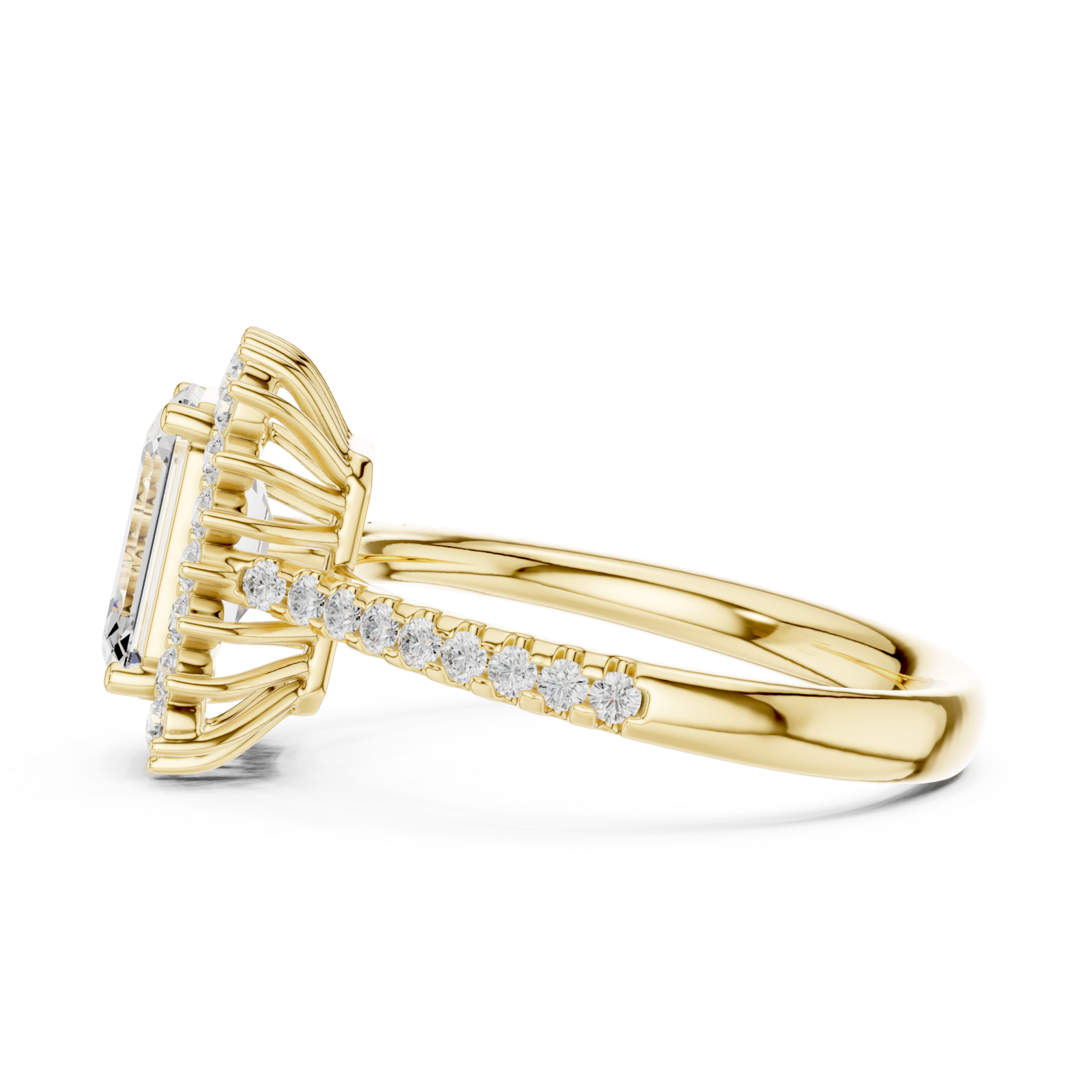  Gold Lustrous Harmony Halo Ring Side View
