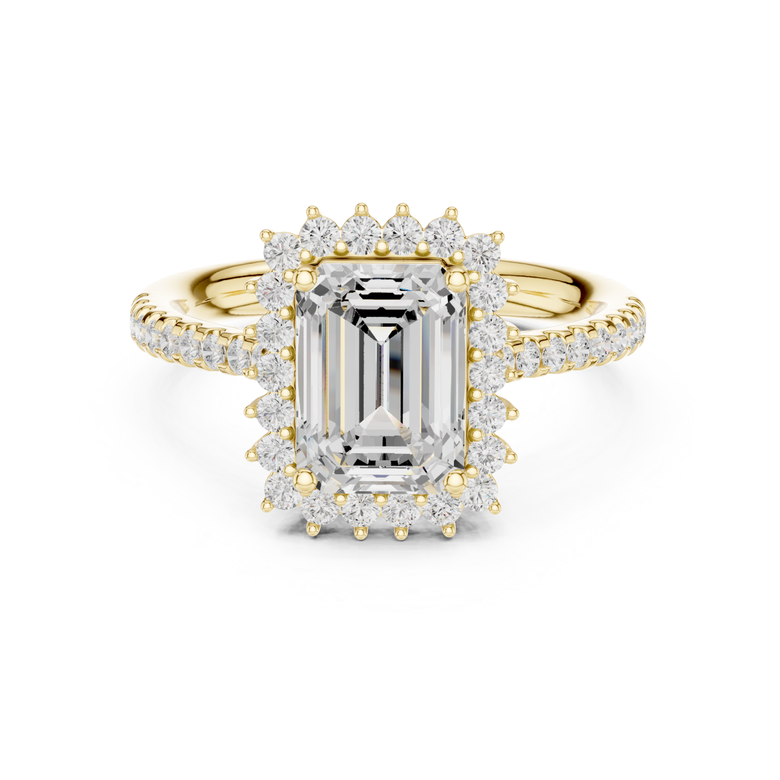  Gold Lustrous Harmony Halo Ring Front View