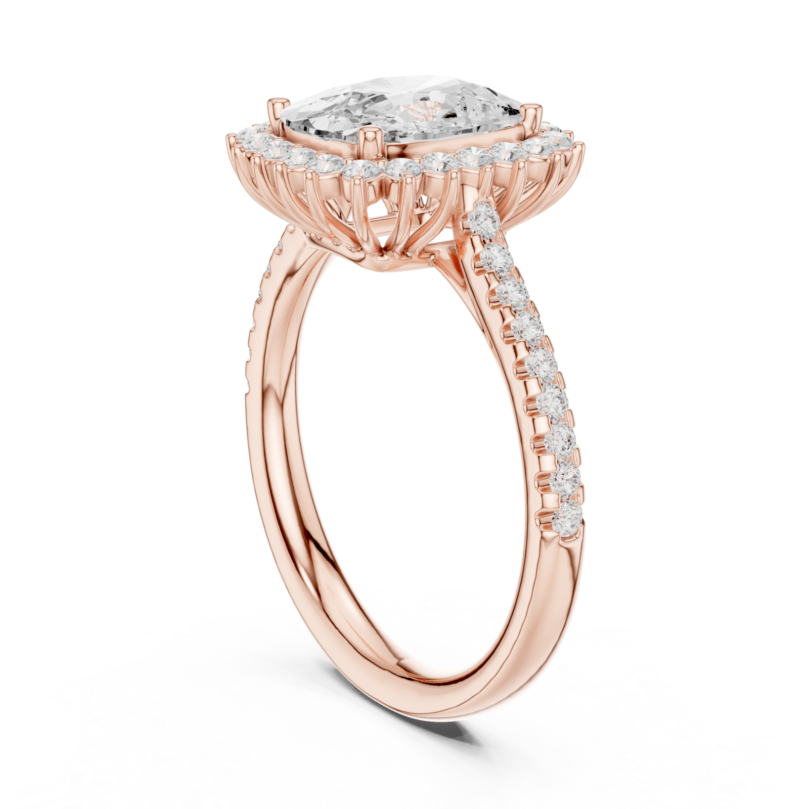  Rose Gold Velvet Halo Classic Ring Left View