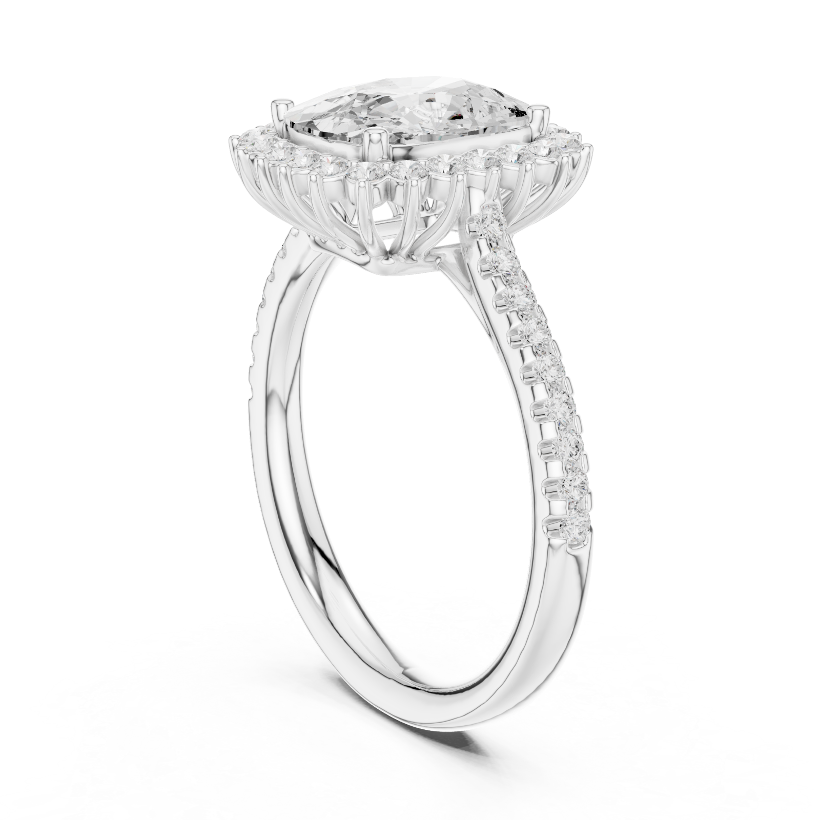  White Gold Velvet Halo Classic Ring Left View