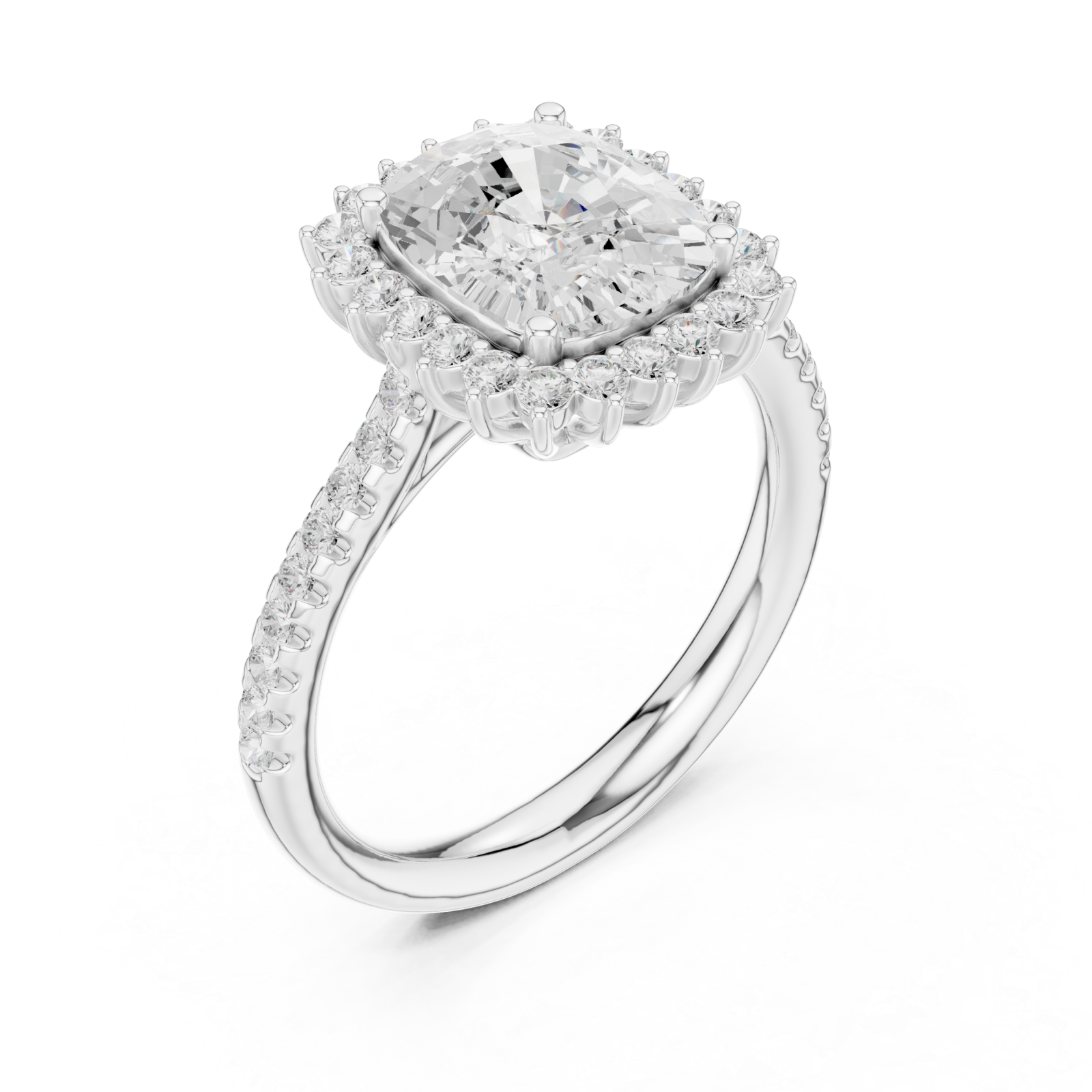  White Gold Velvet Halo Classic Ring Right View