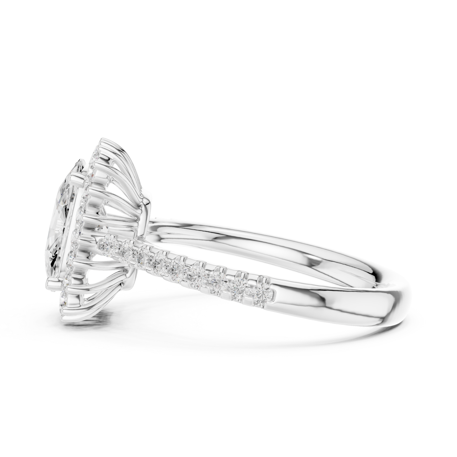  White Gold Velvet Halo Classic Ring Side View