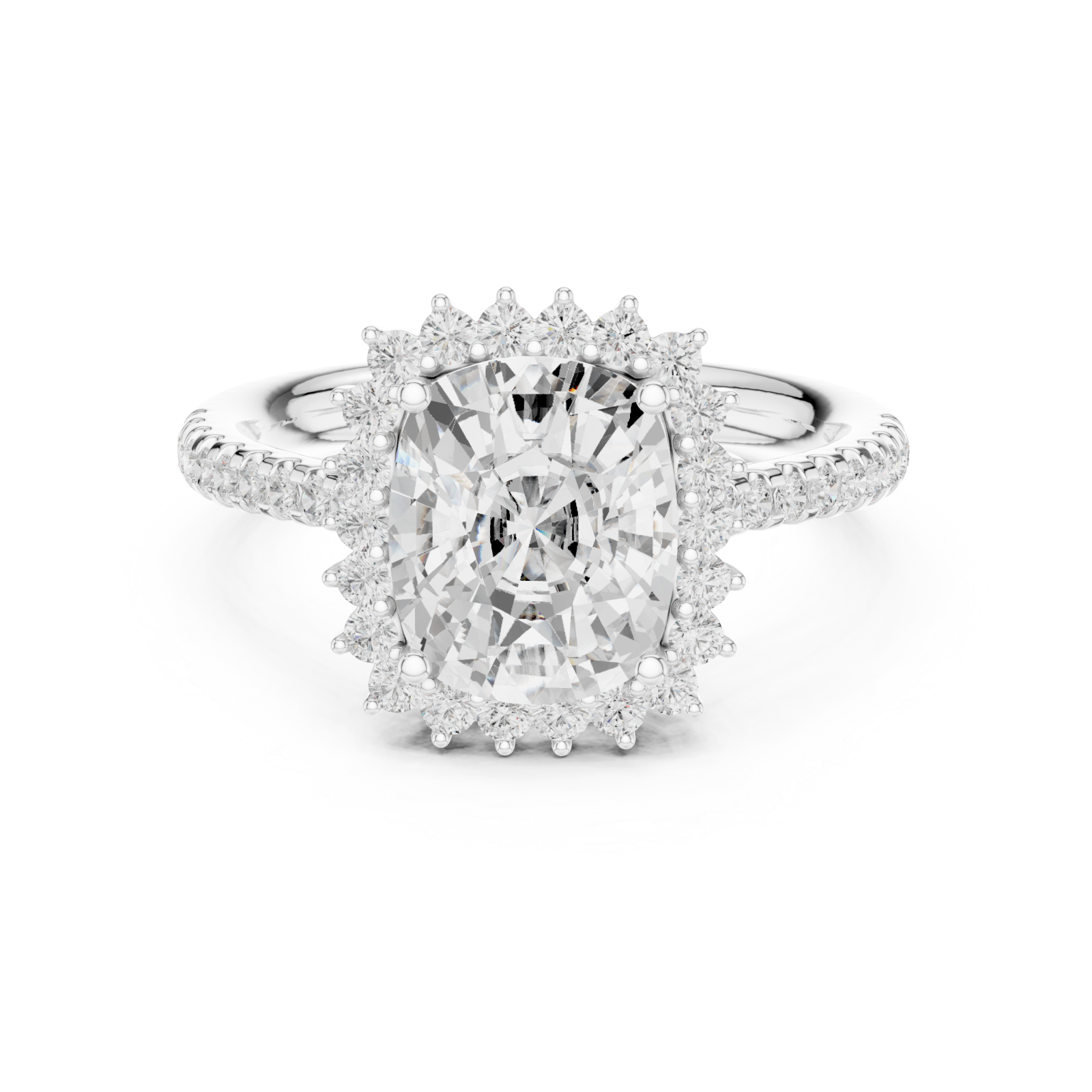  White Gold Velvet Halo Classic Ring Front View