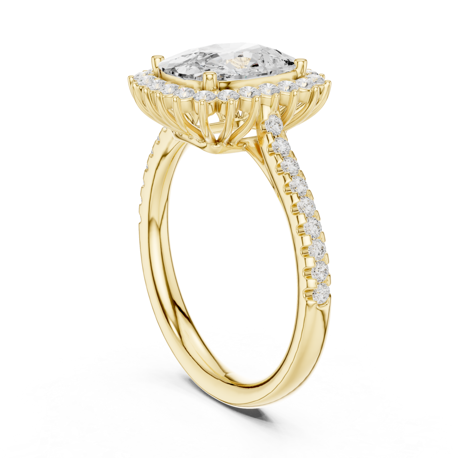  Gold Velvet Halo Classic Ring Left View