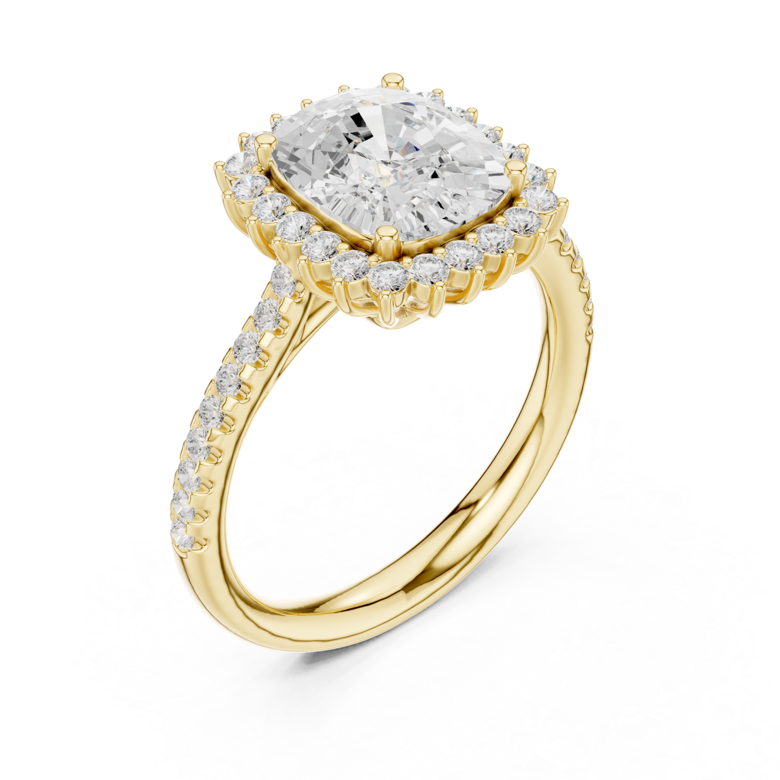 Gold Velvet Halo Classic Ring Right View