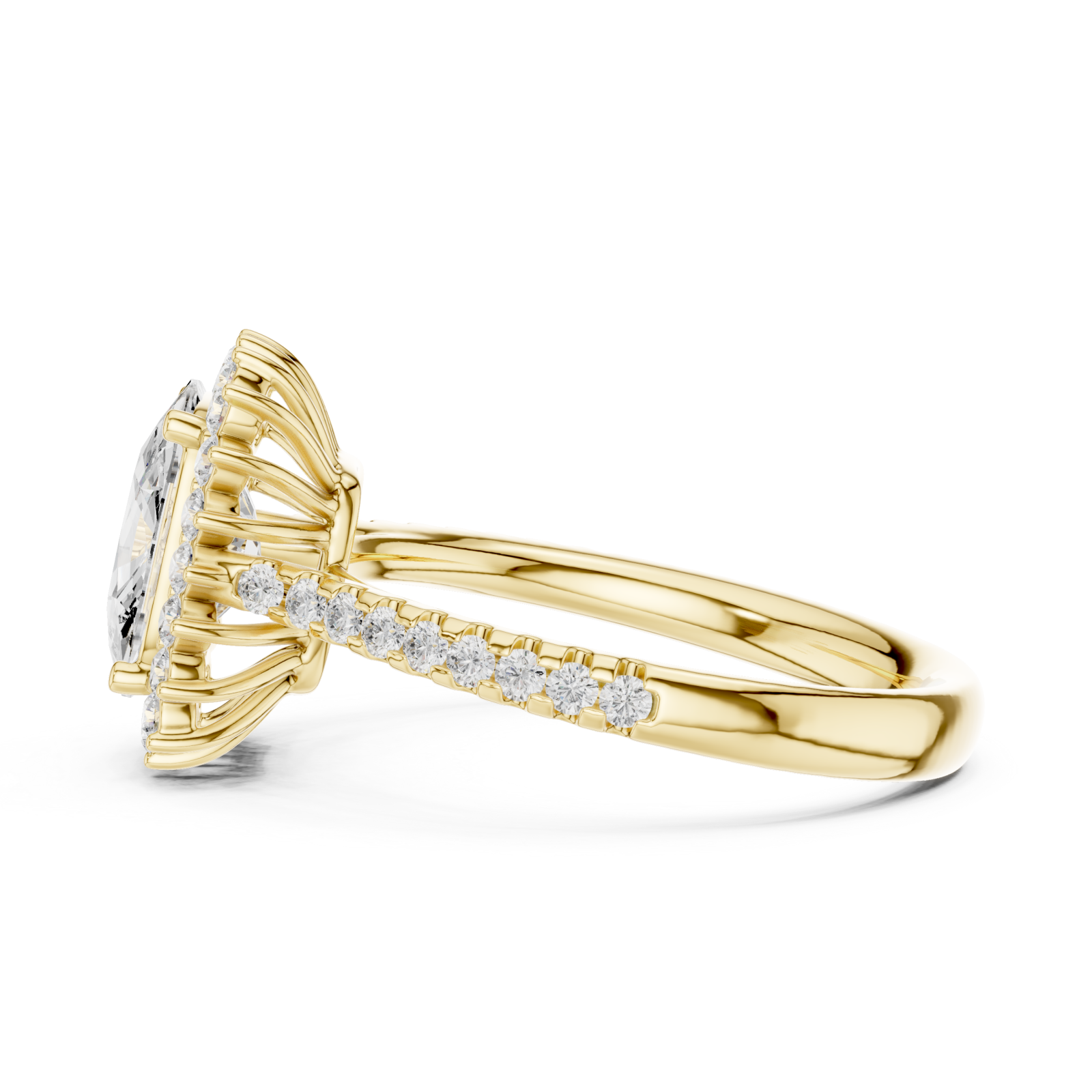  Gold Velvet Halo Classic Ring Side View
