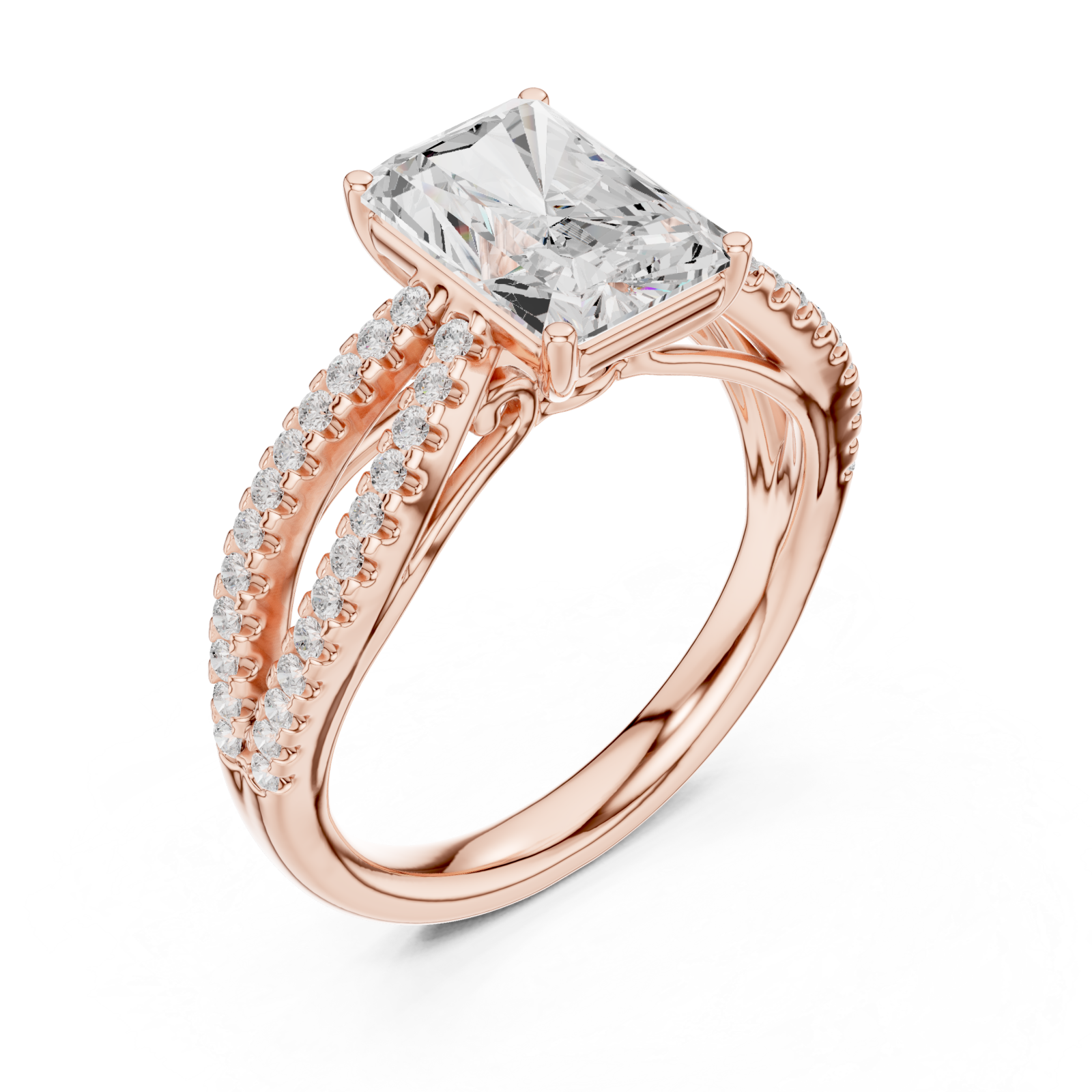  Rose Gold Celestial Glow Split Band Ring Right View