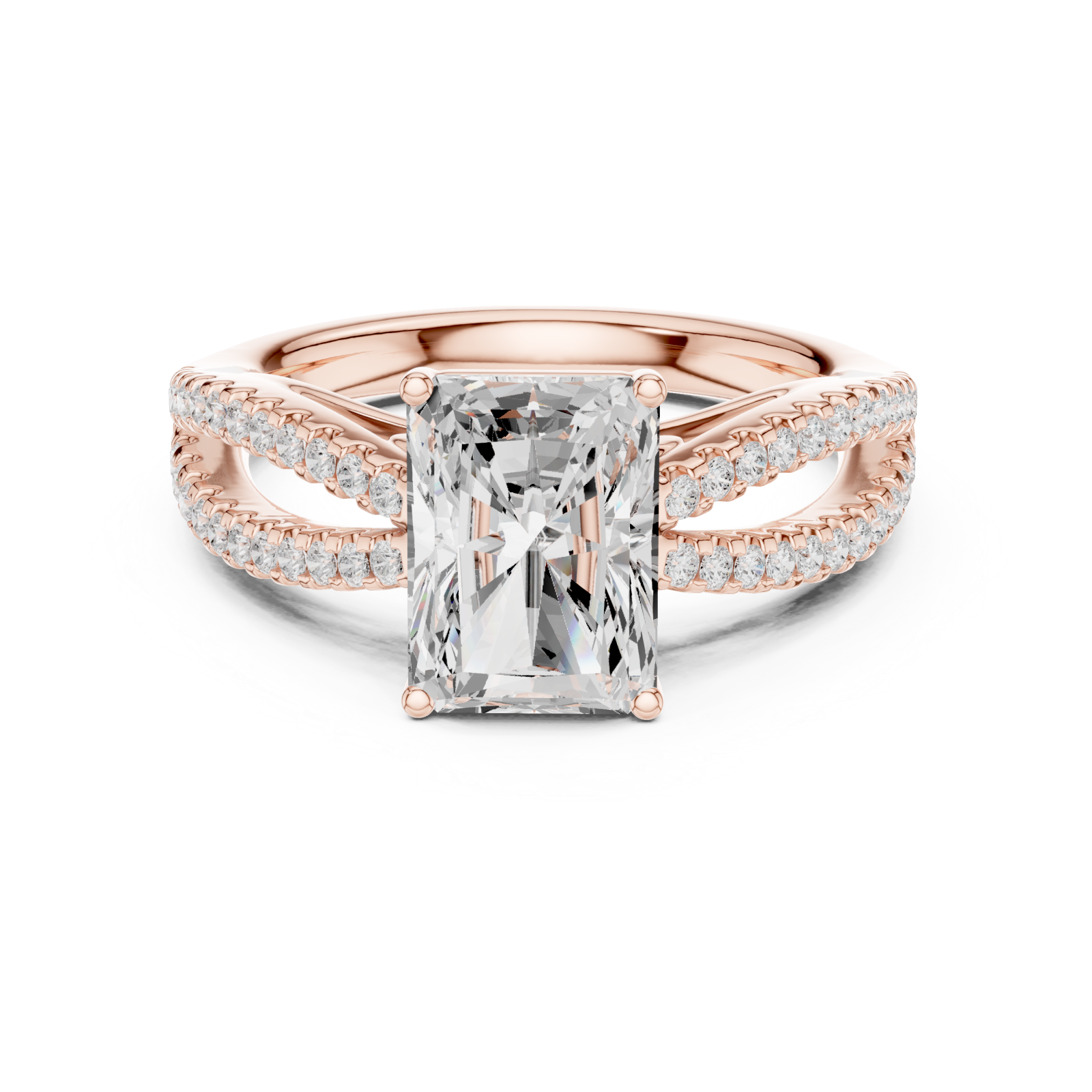  Rose Gold Celestial Glow Split Band Ring Front View