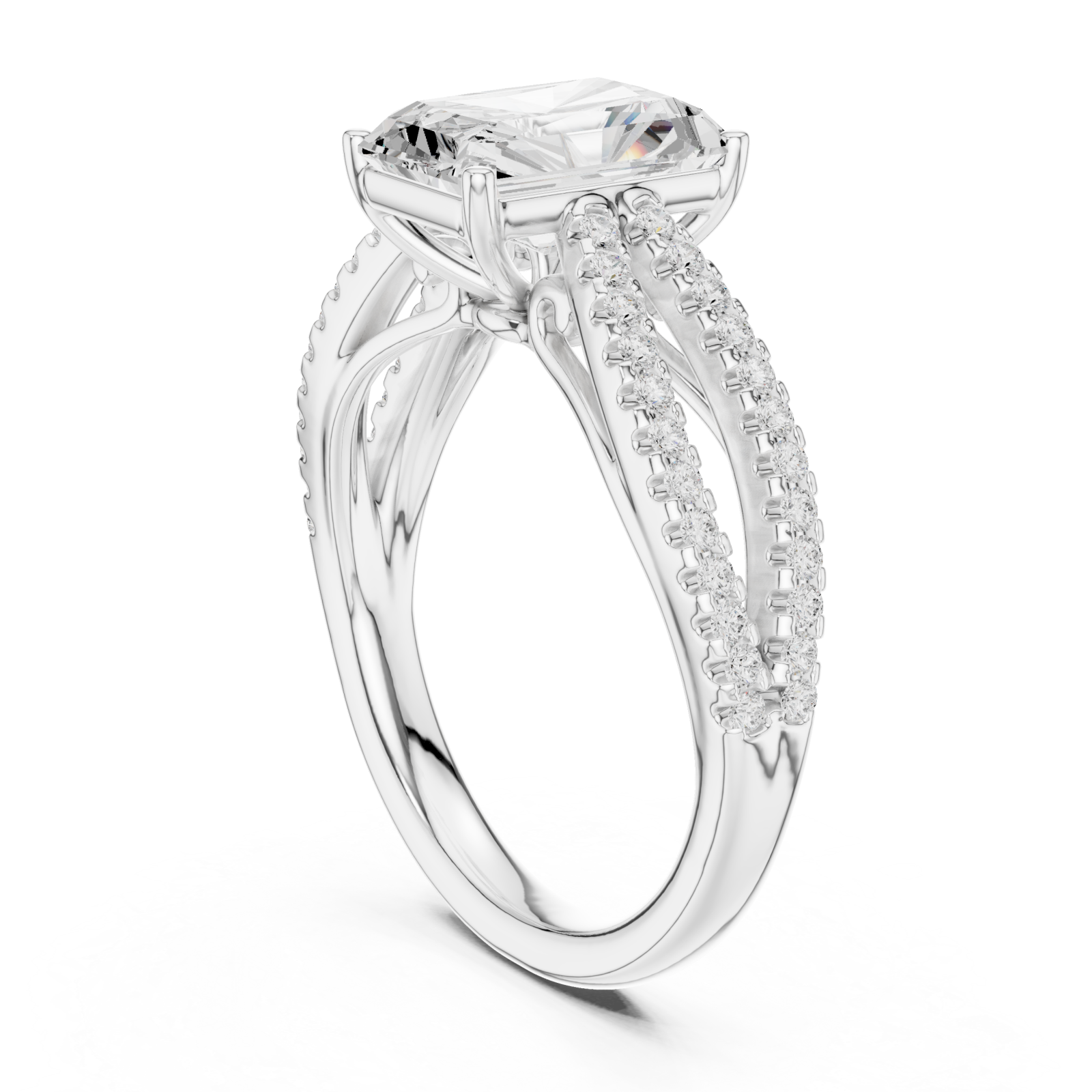  White Gold Celestial Glow Split Band Ring Left View