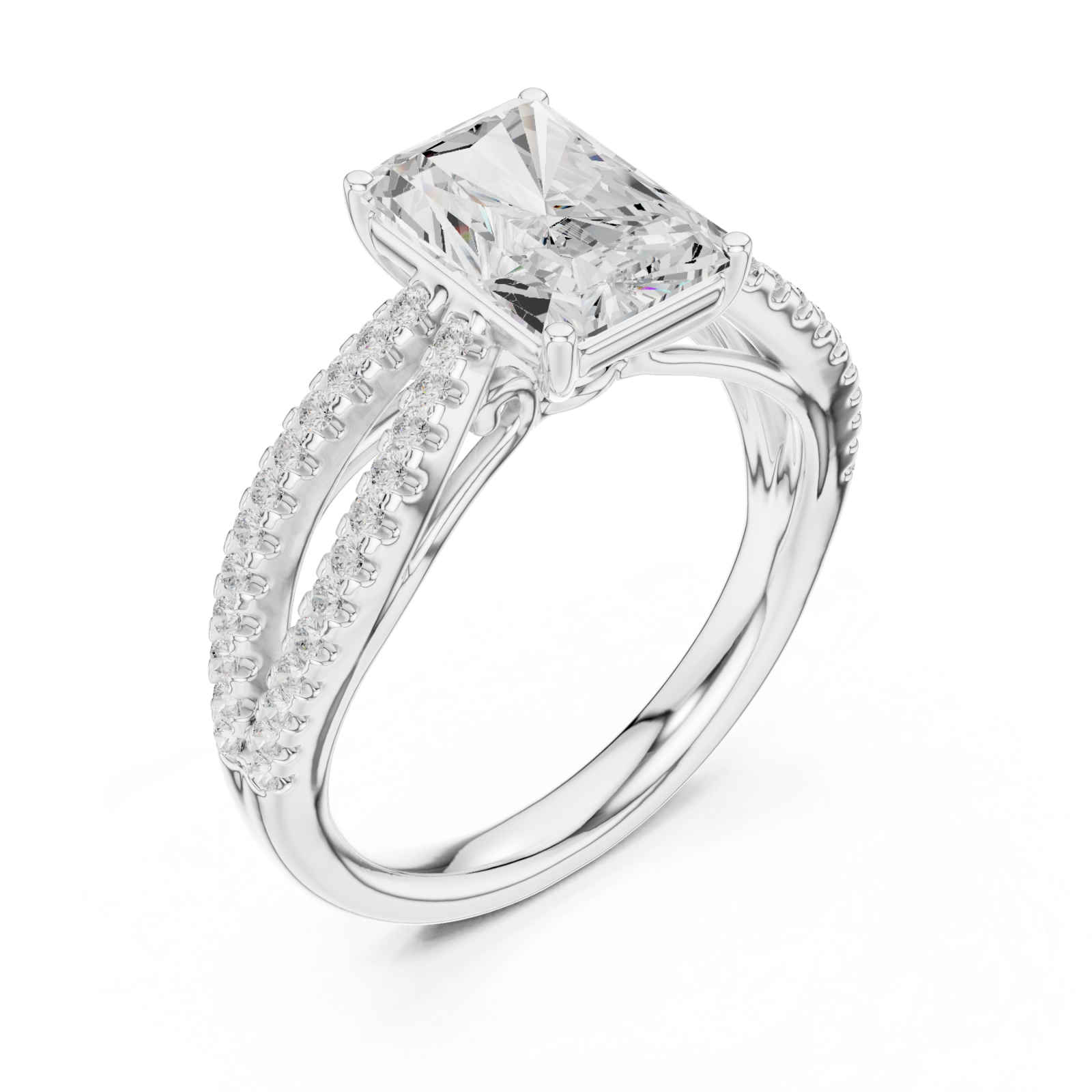  White Gold Celestial Glow Split Band Ring Right View
