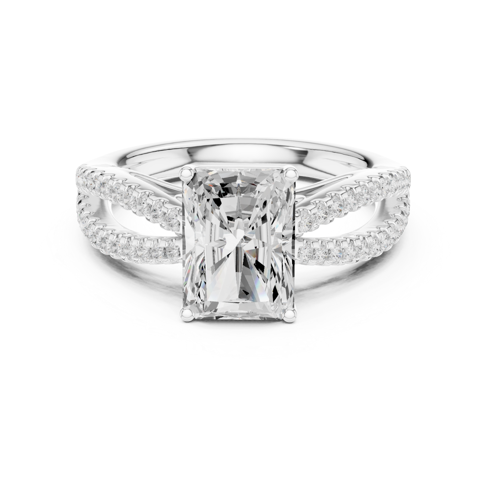  White Gold Celestial Glow Split Band Ring Front View