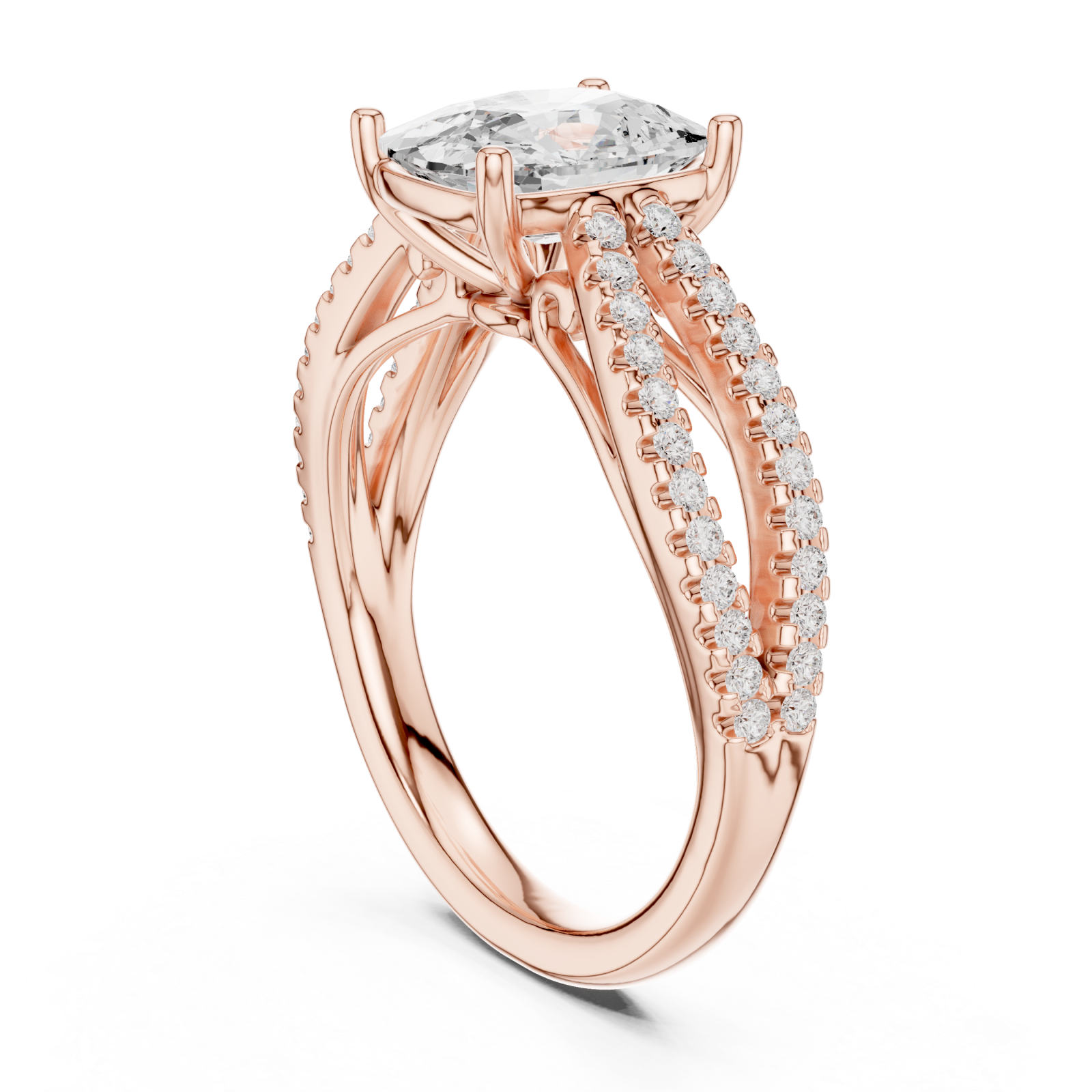  Rose Gold Radiant Whisper Halo Pavé Ring Left View