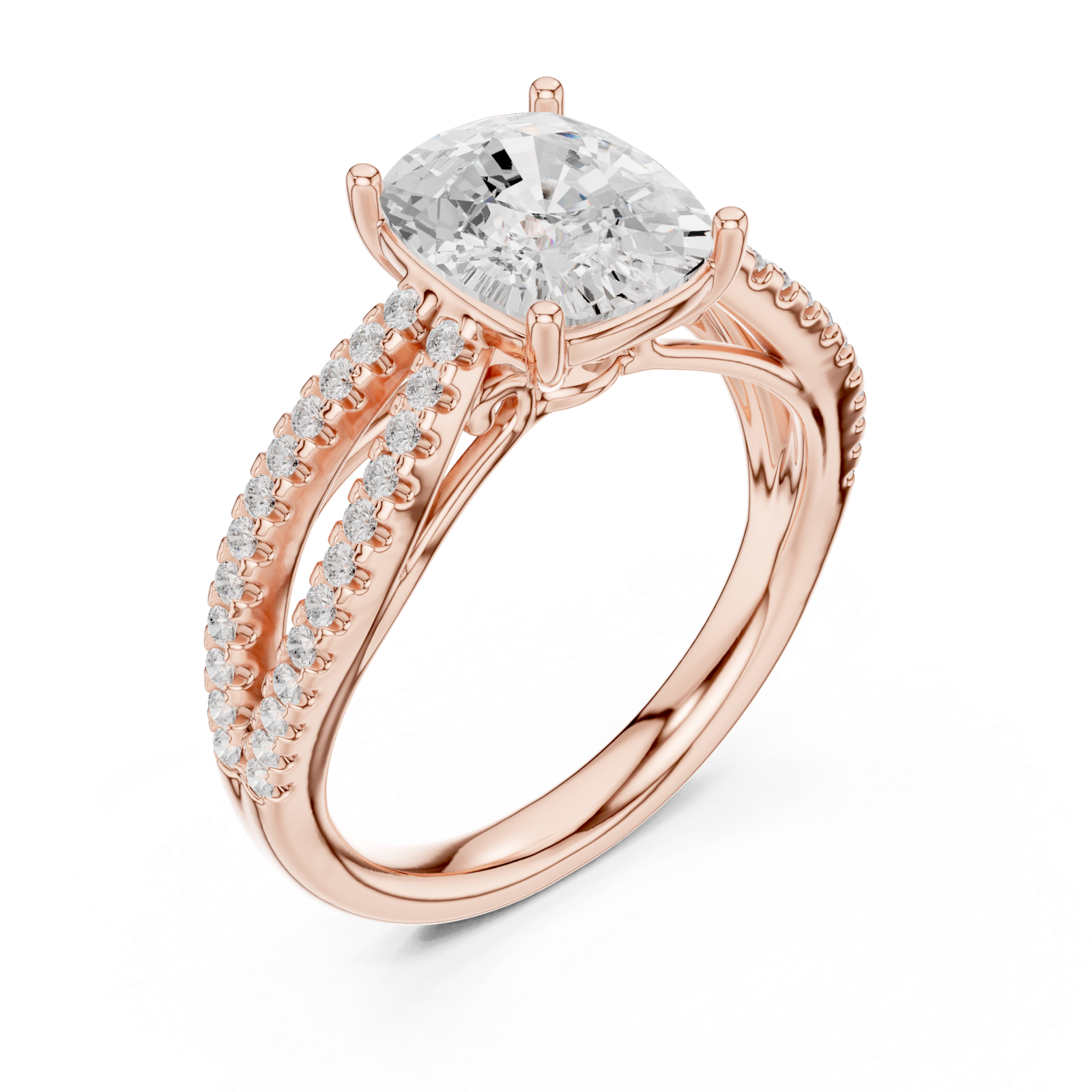  Rose Gold Radiant Whisper Halo Pavé Ring Right View