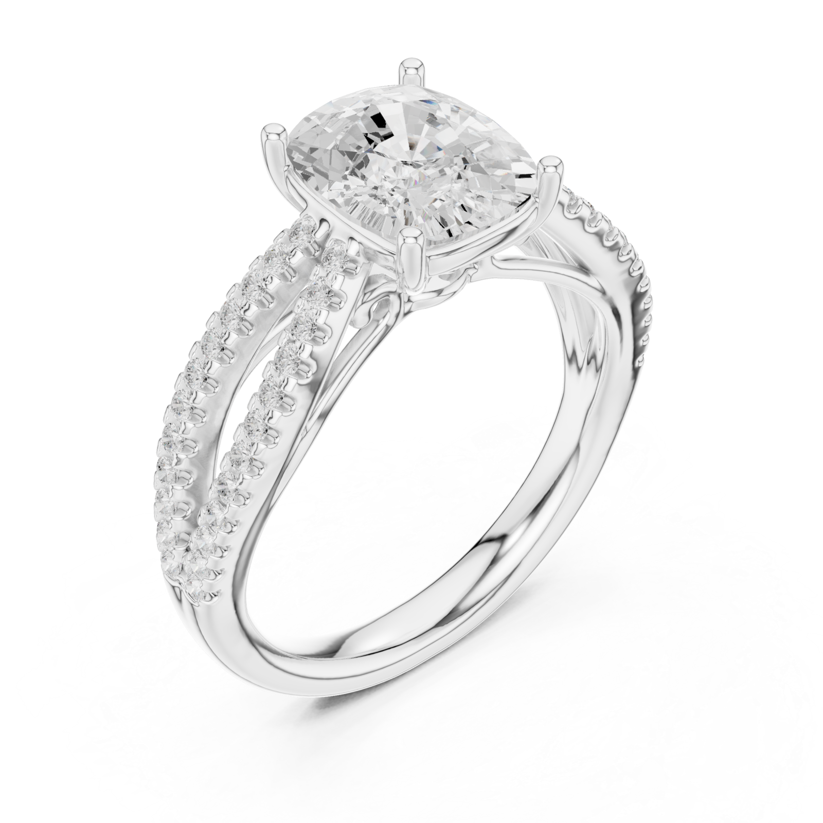  White Gold Radiant Whisper Halo Pavé Ring Right View