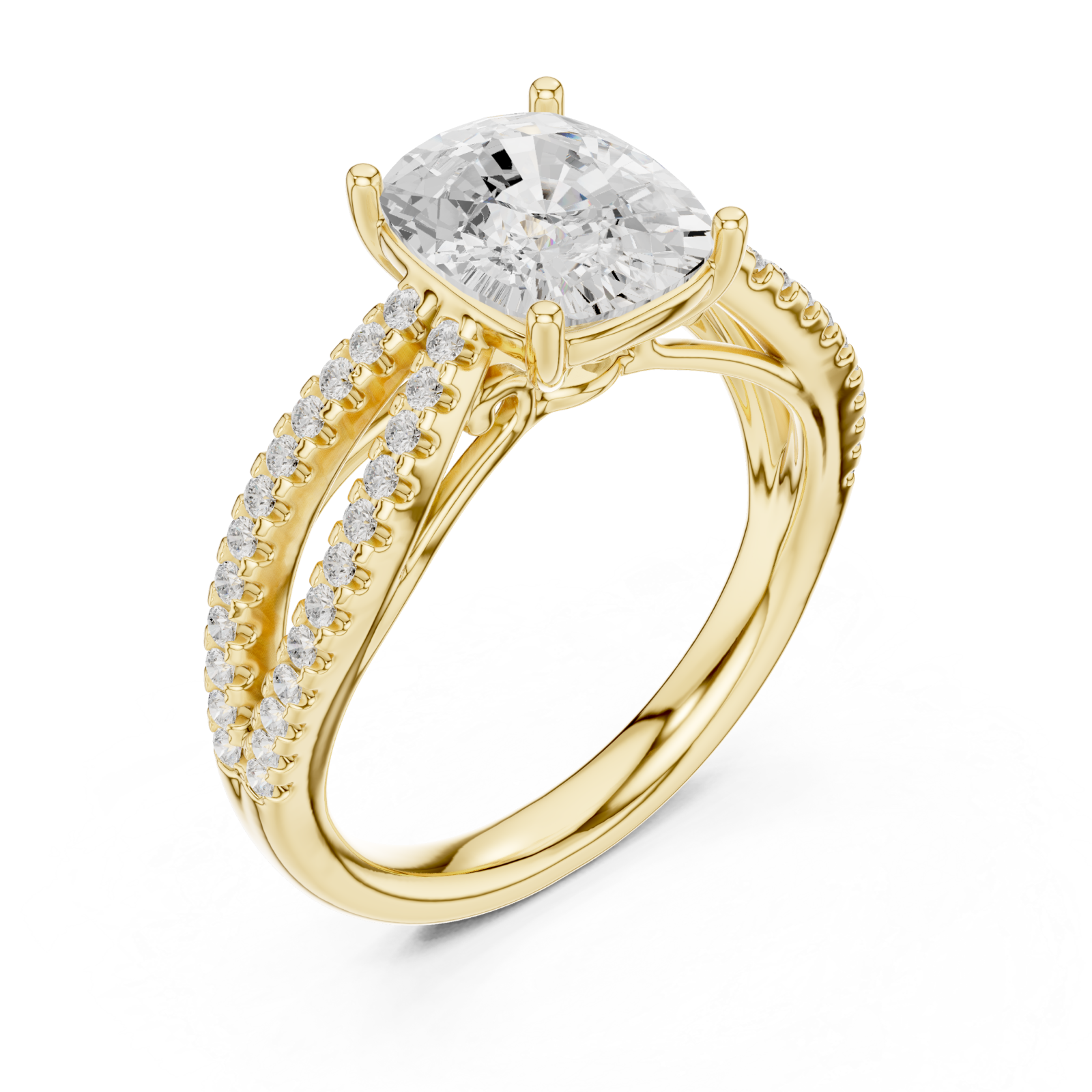 Gold Radiant Whisper Halo Pavé Ring Right View