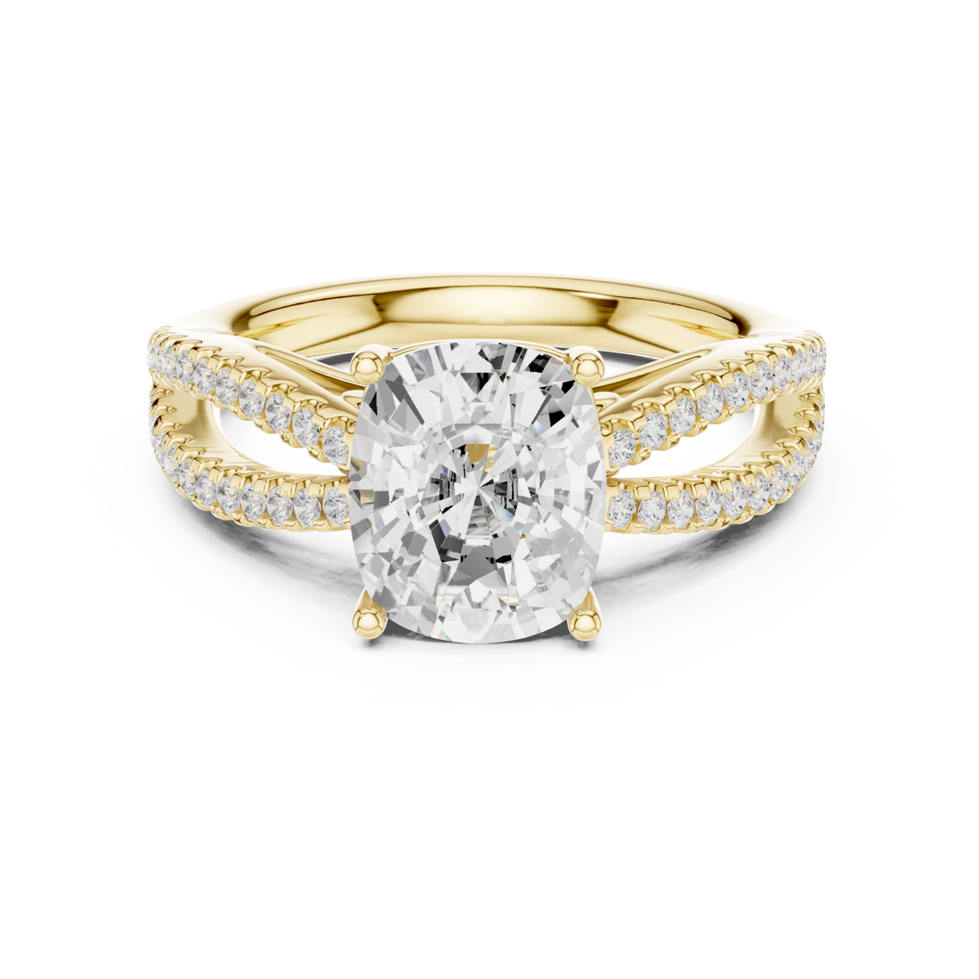Gold Radiant Whisper Halo Pavé Ring Right View