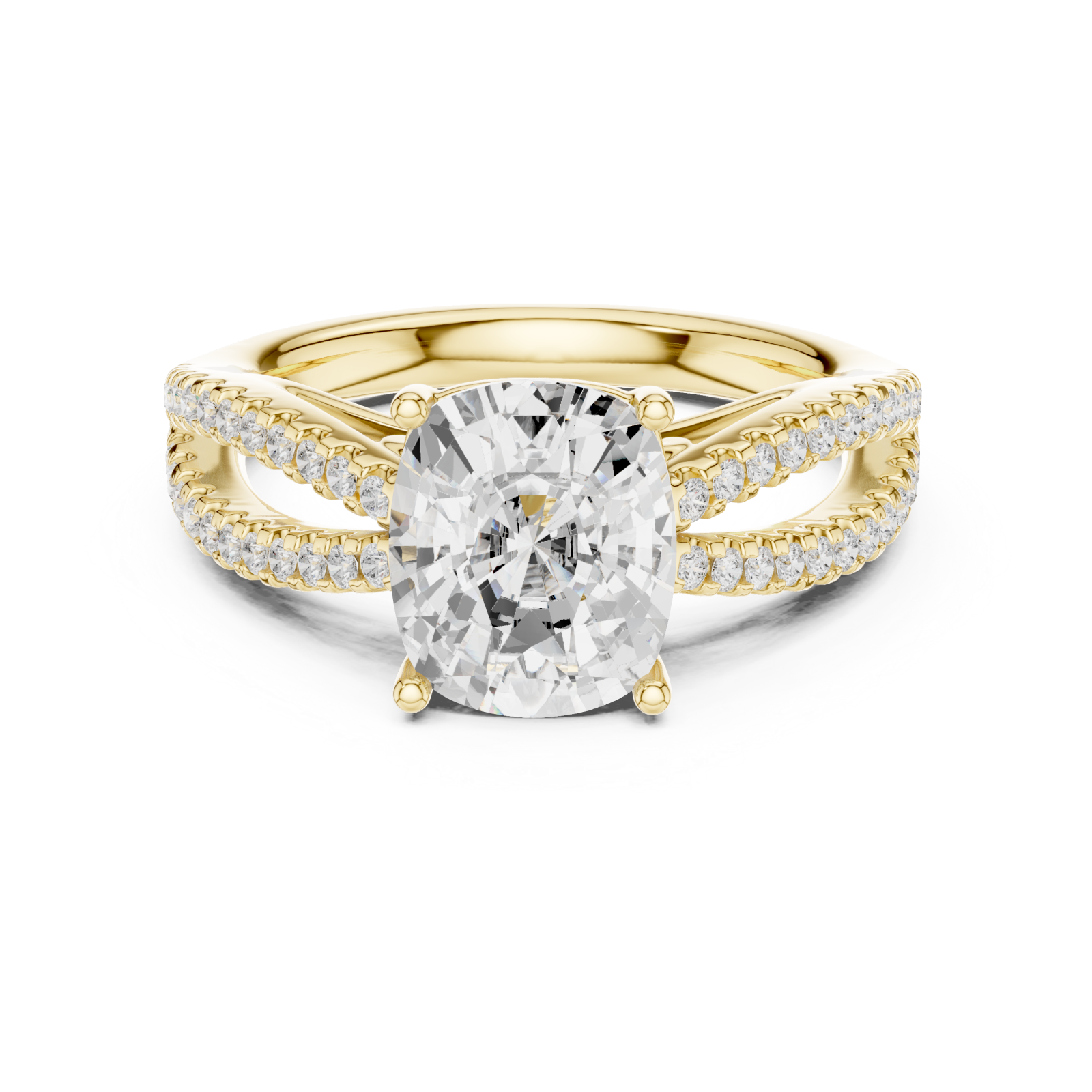  Gold Radiant Whisper Halo Pavé Ring Front View