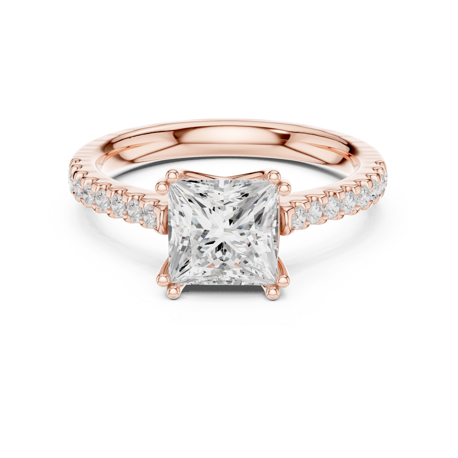  Rose Gold Celestial Grace Halo Band Ring Front View